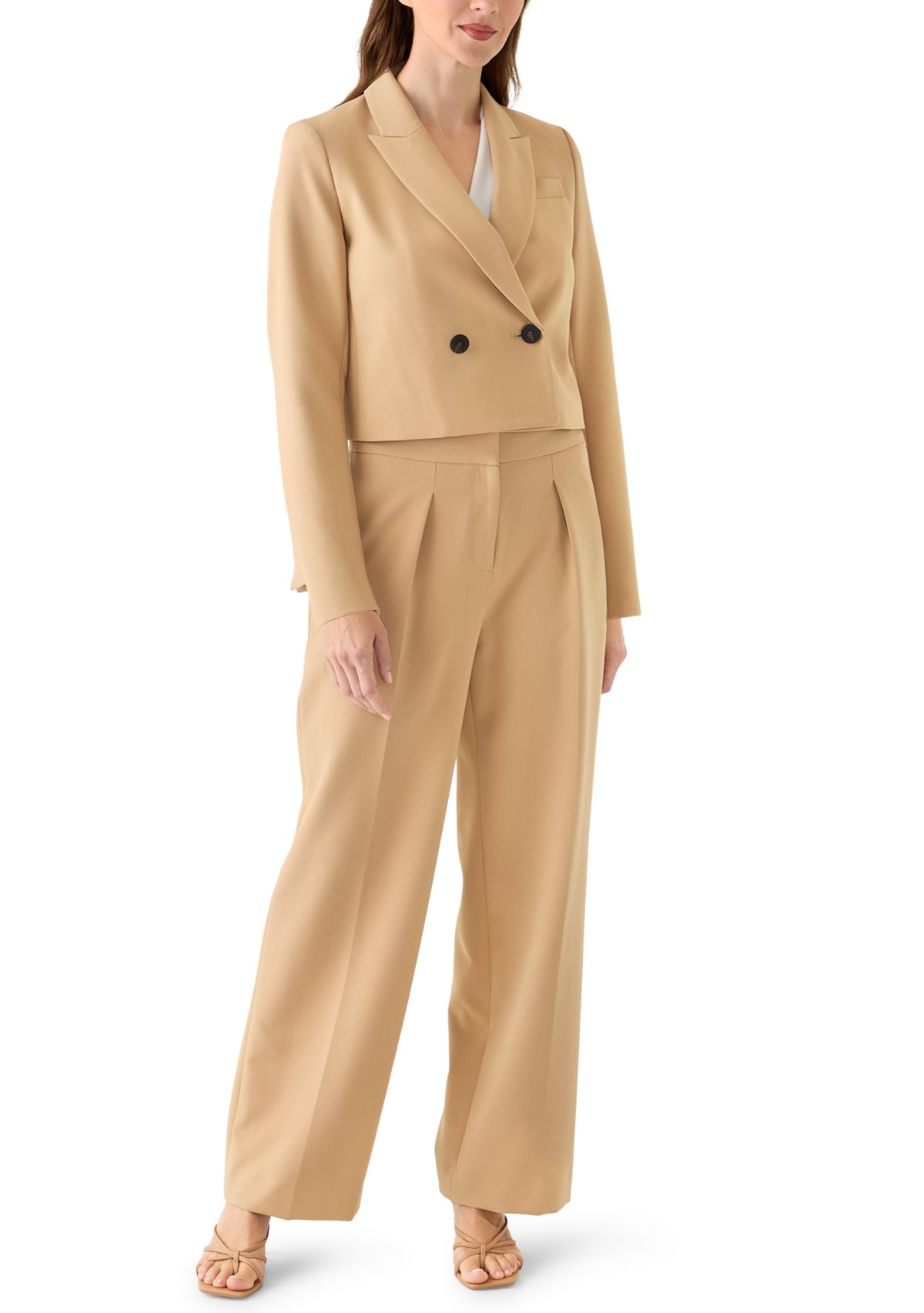 Womens Cropped Down Button Blazer