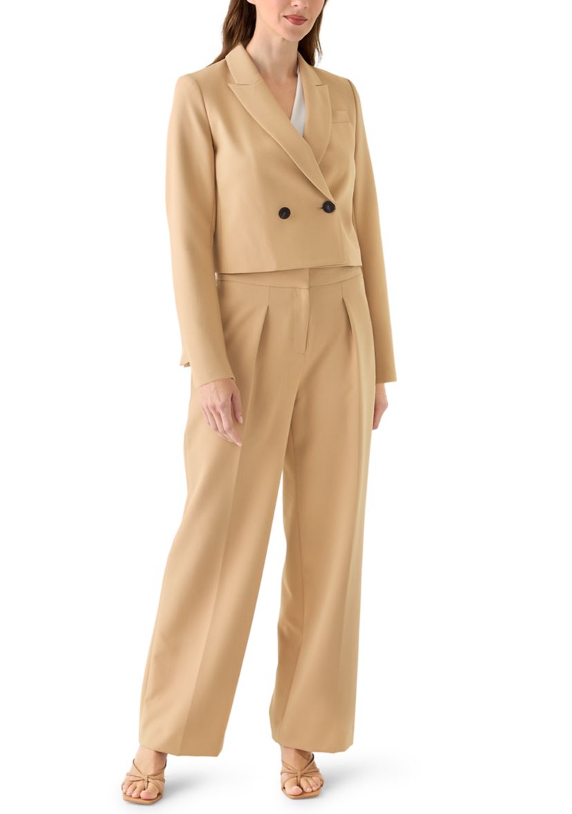 Womens Cropped Down Button Blazer