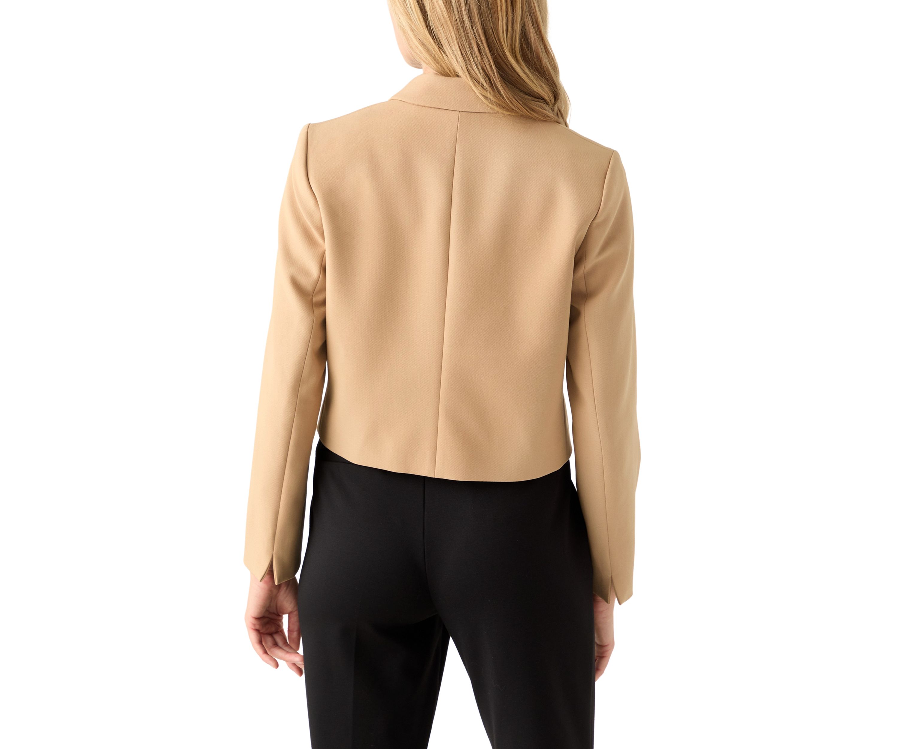 Petite Double Breasted Peak Lapel Cropped Jacket