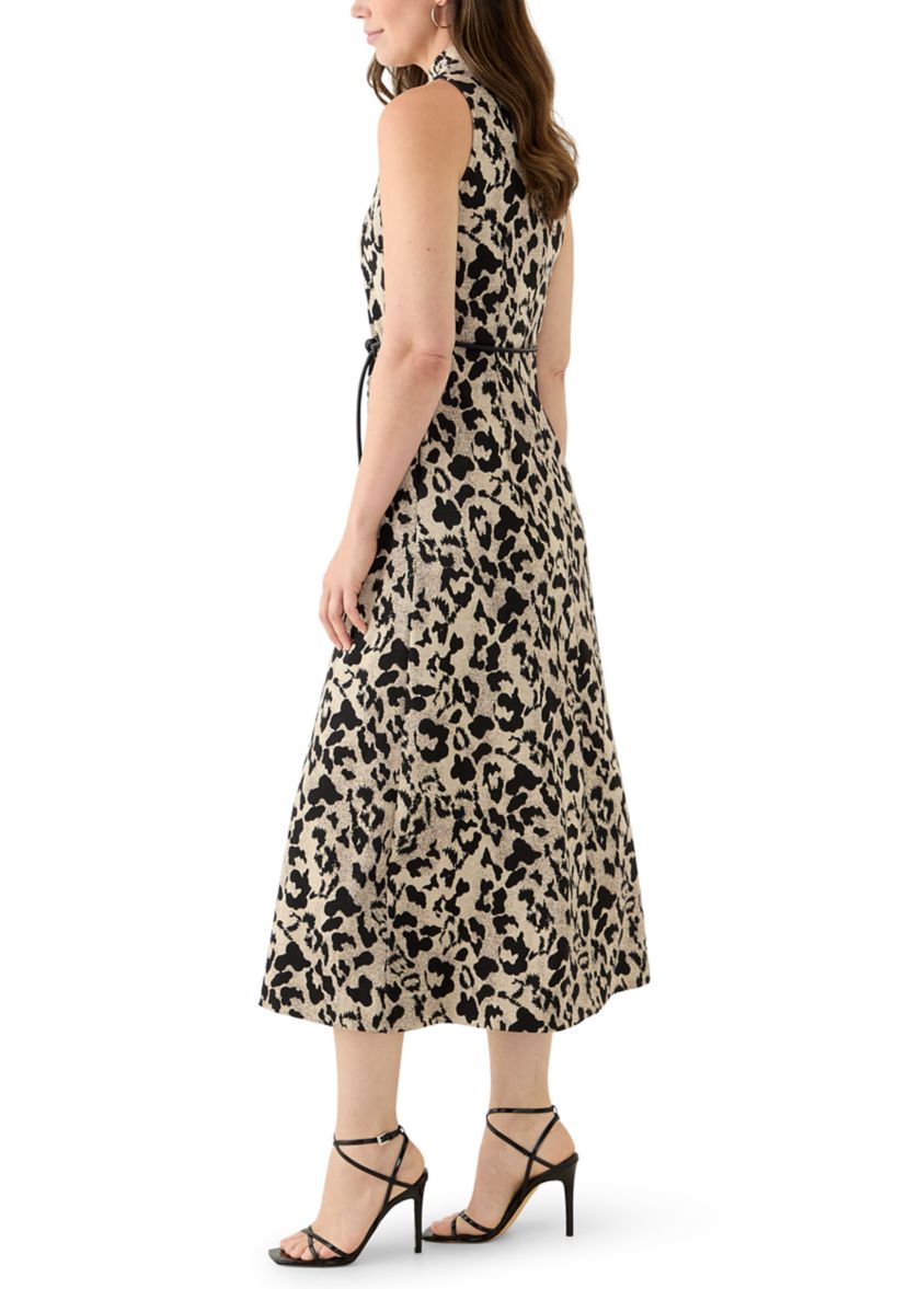 Womens Mock Neck Midi Dress with Belt