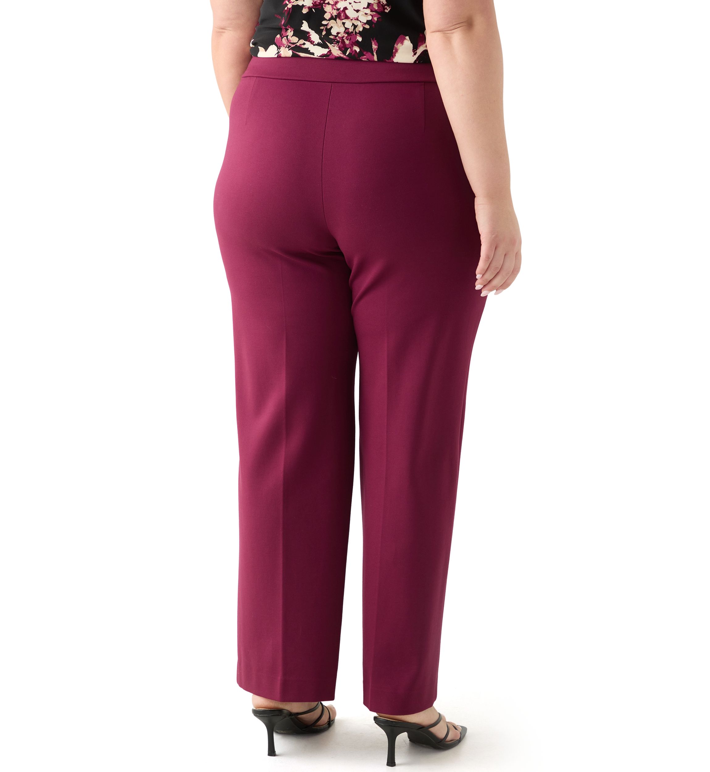 Plus Size Pull On Wide Leg Compression Pants