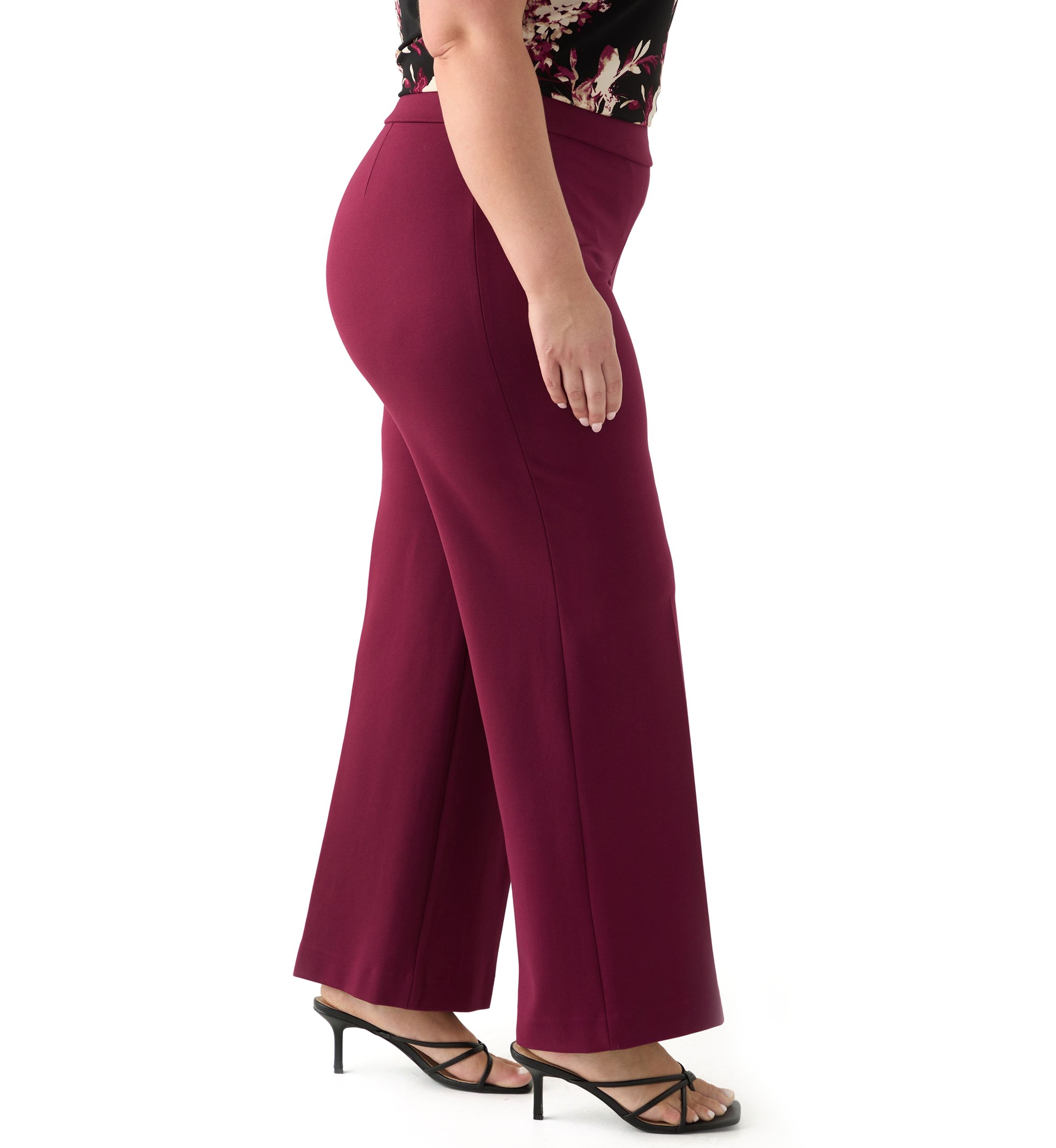 Plus Size Pull On Wide Leg Compression Pants