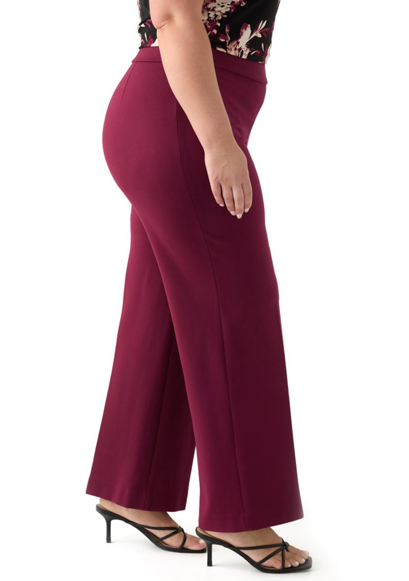 Plus Size Pull On Wide Leg Compression Pants