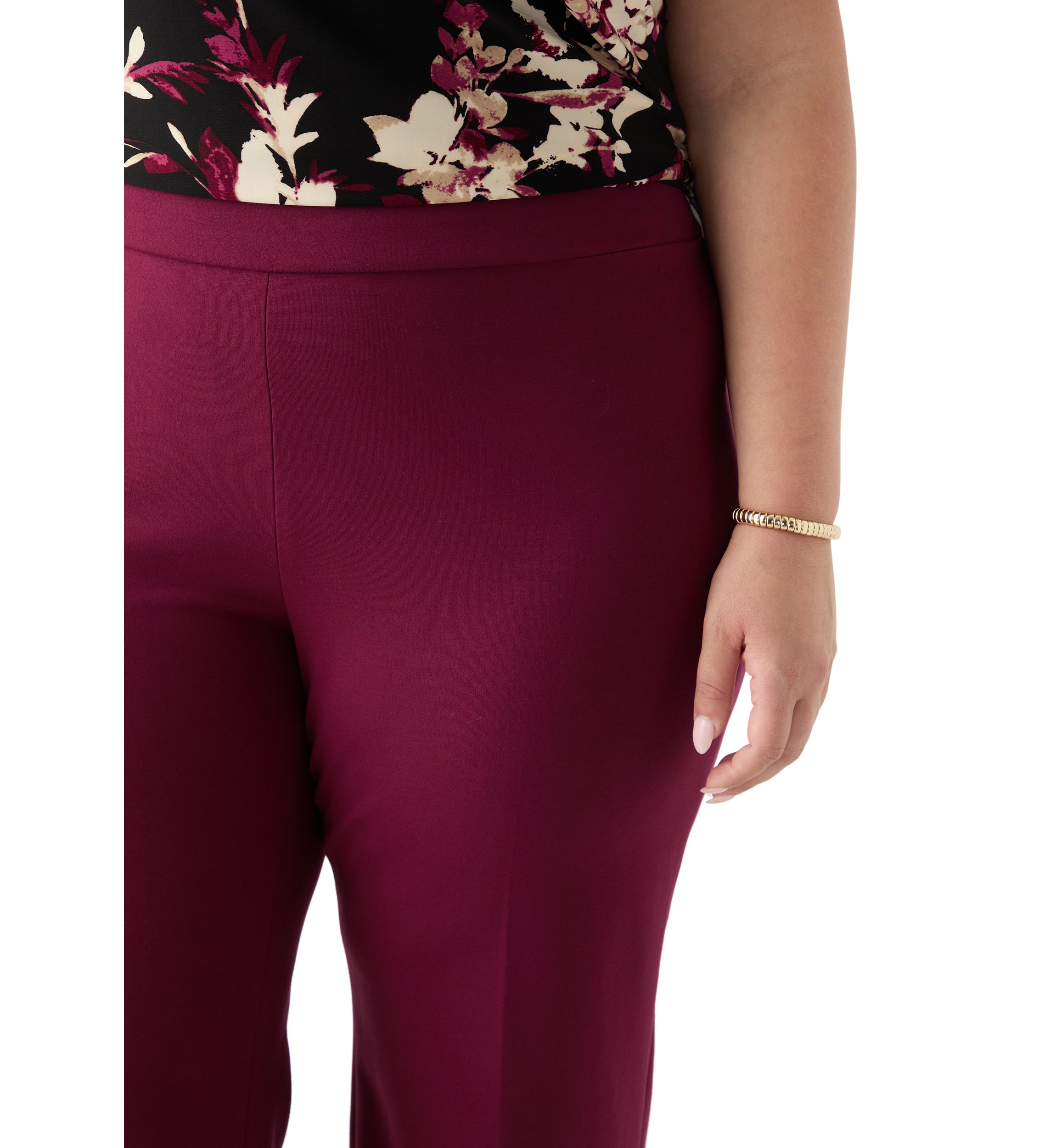 Plus Size Pull On Wide Leg Compression Pants