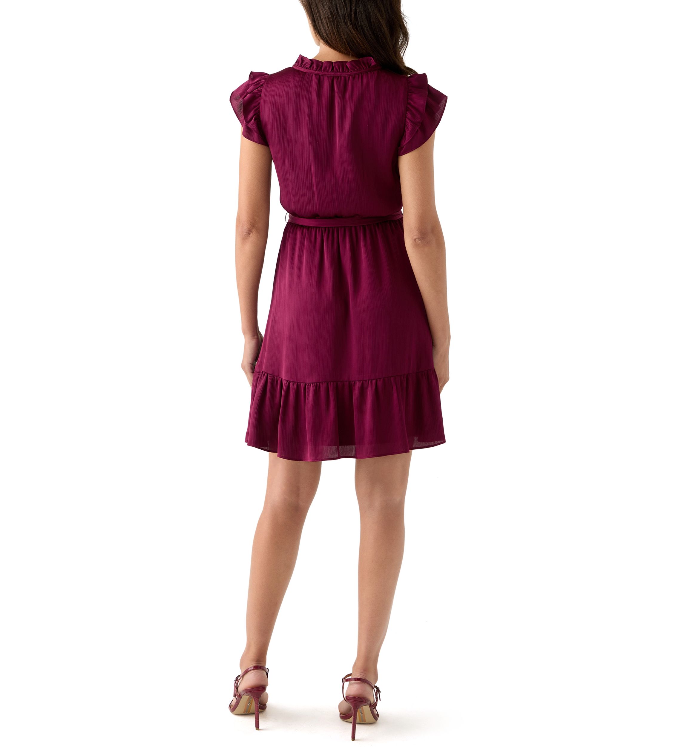 Womens Flutter Sleeve Dress