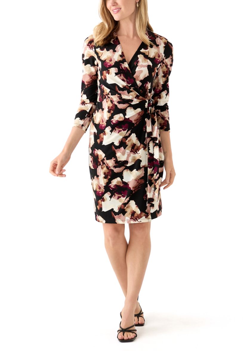 Petite Classic Wrap Printed Dress