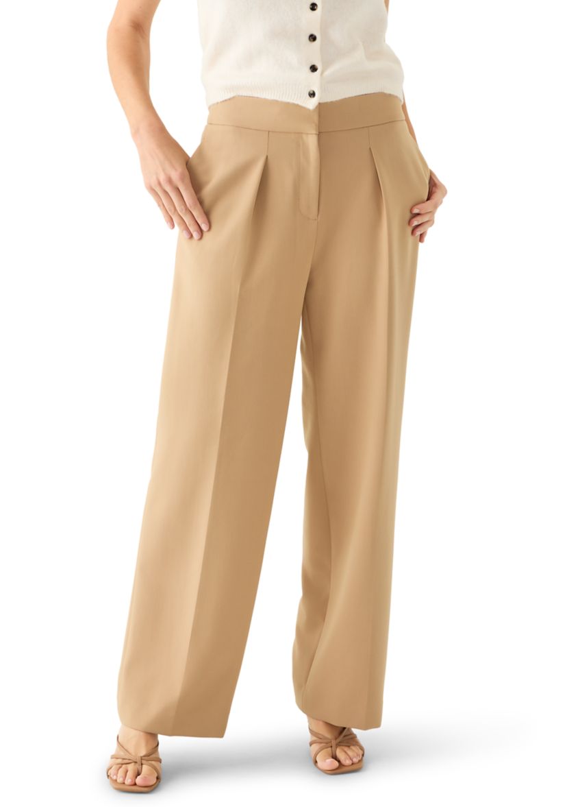 Womens Fit and Flare Wide Leg High Rise Pants