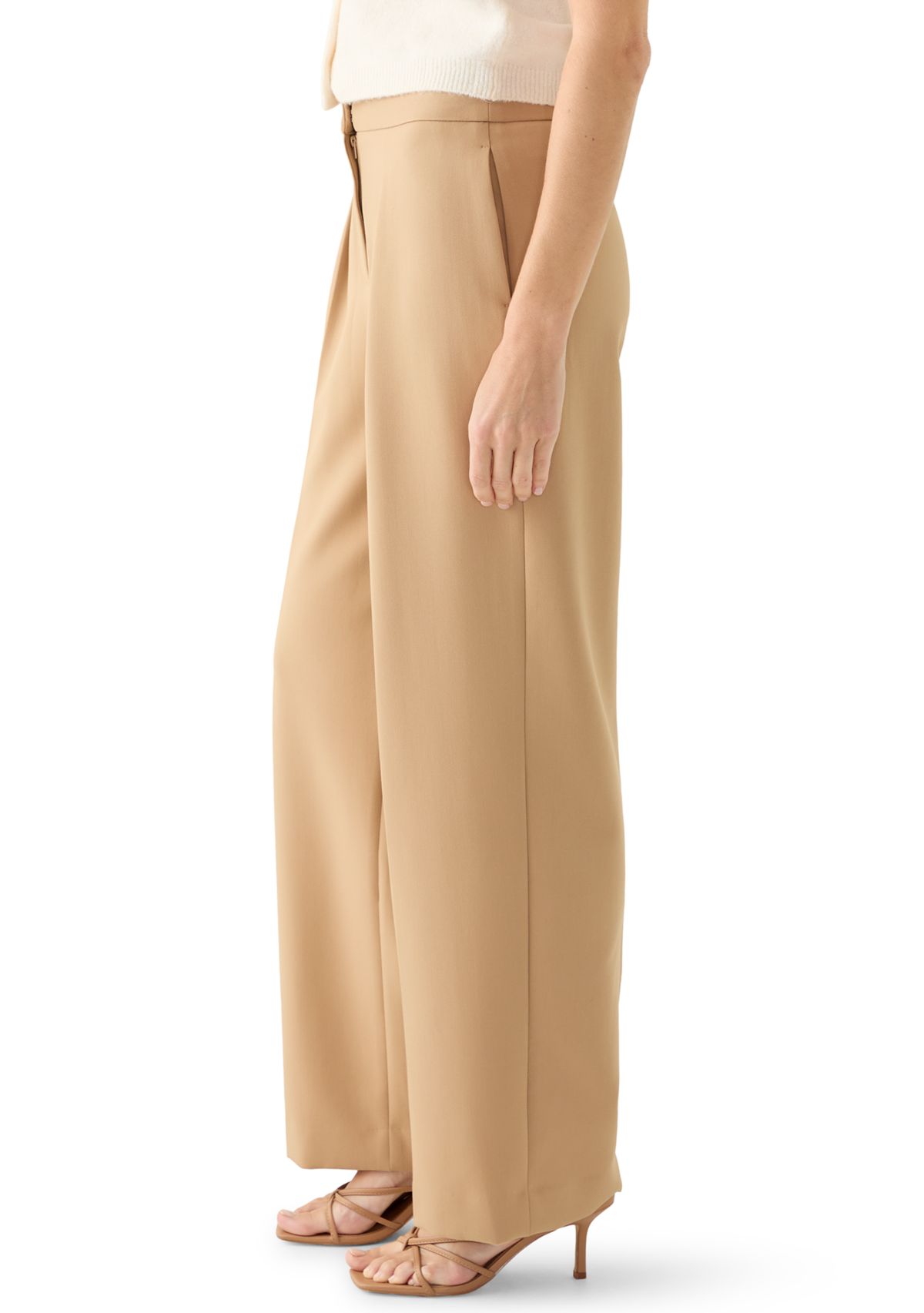 Womens Fit and Flare Wide Leg High Rise Pants