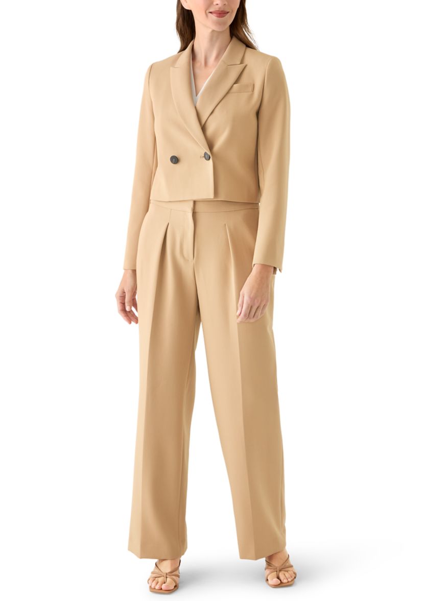 Womens Fit and Flare Wide Leg High Rise Pants