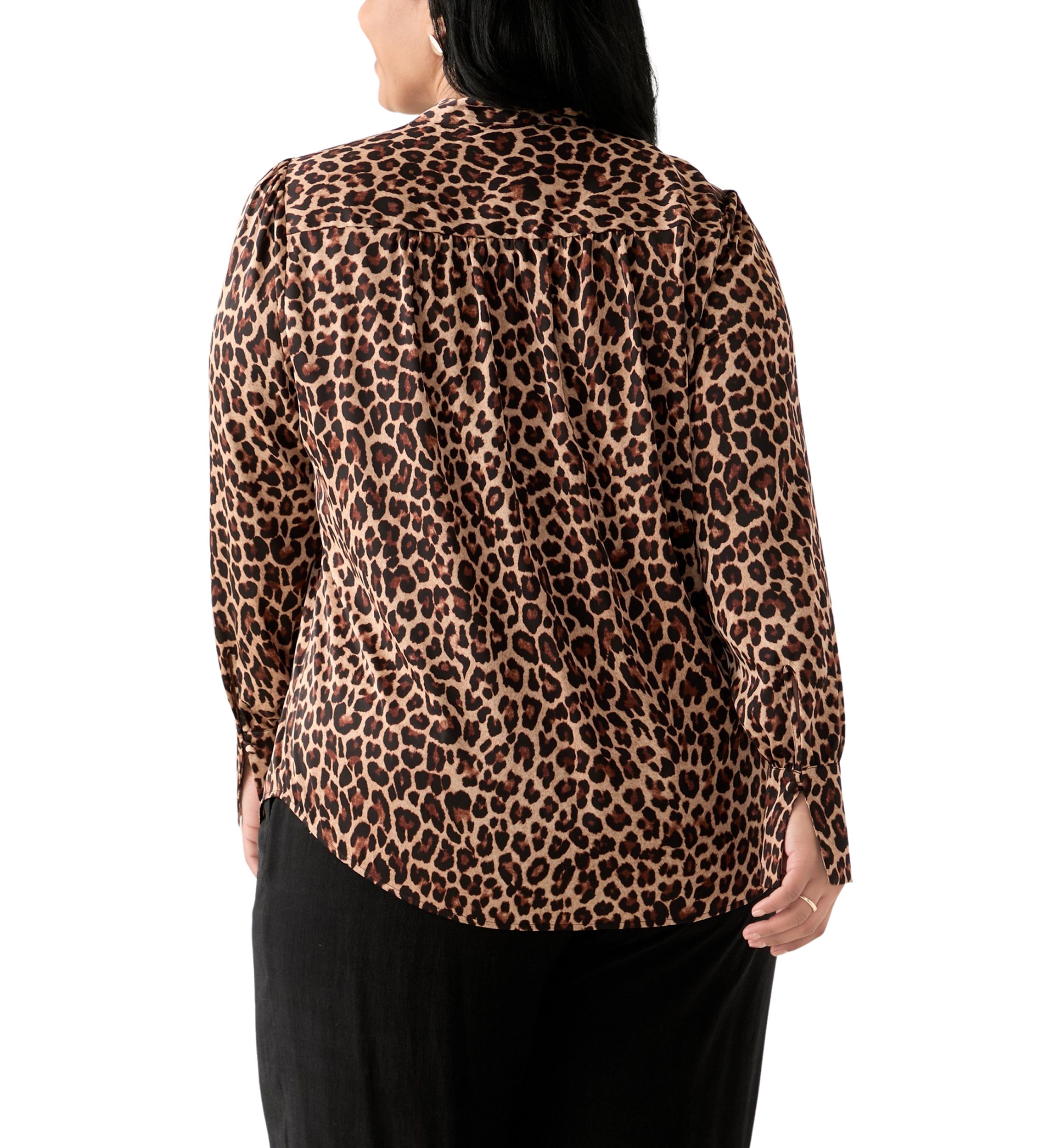 Plus Size Long Sleeve Printed Top