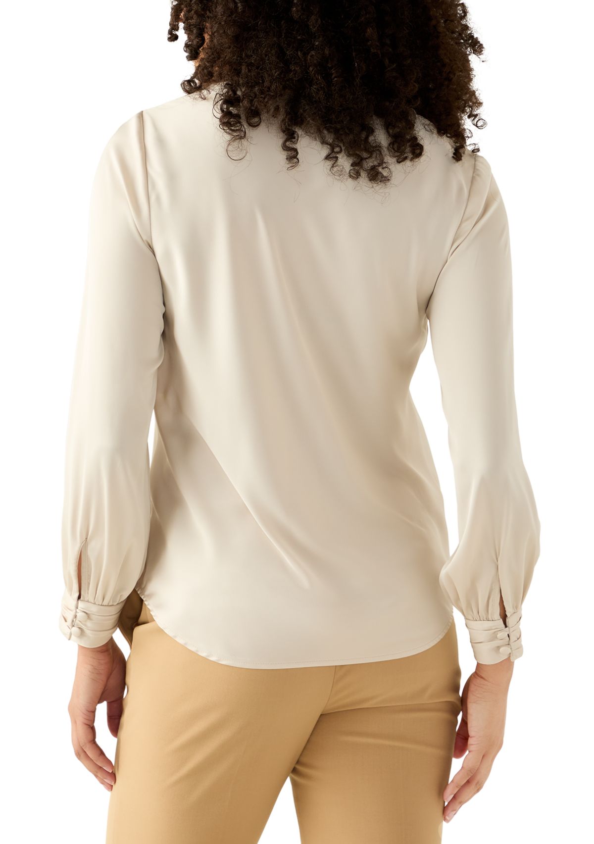 Womens Long Sleeve Drape Neck Blouse 
