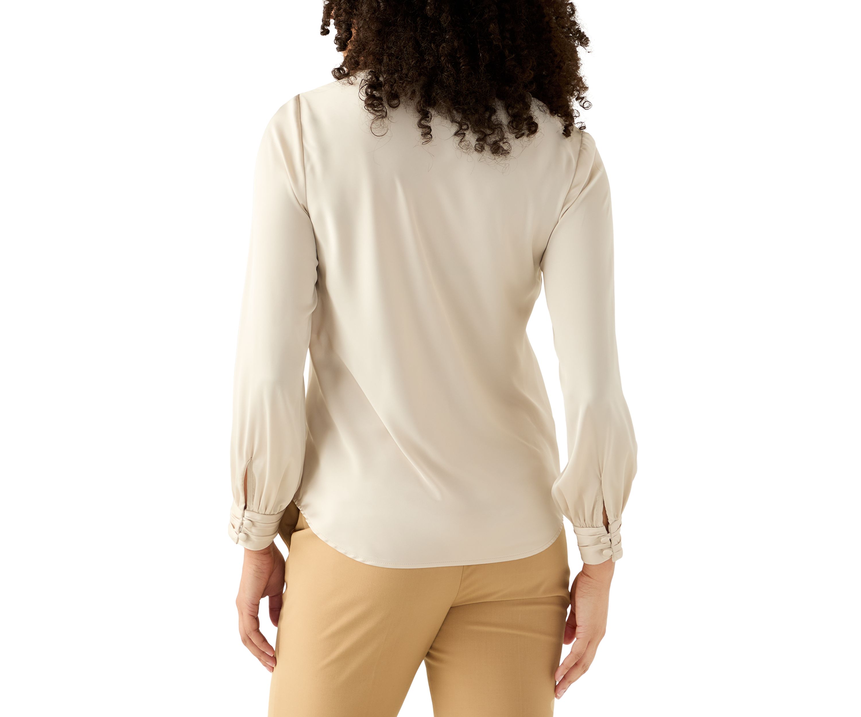 Womens Long Sleeve Drape Neck Blouse 