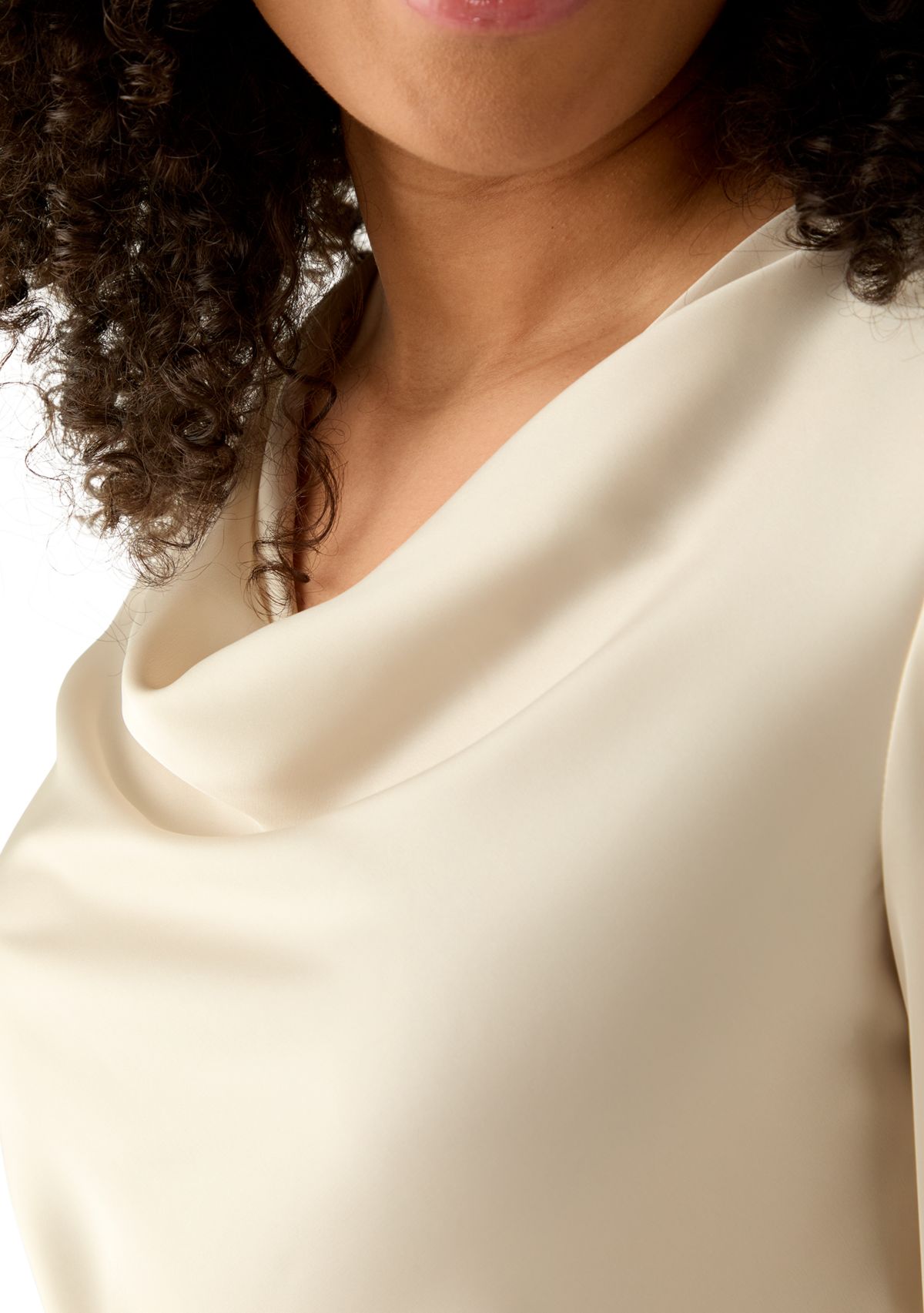 Womens Long Sleeve Drape Neck Blouse 