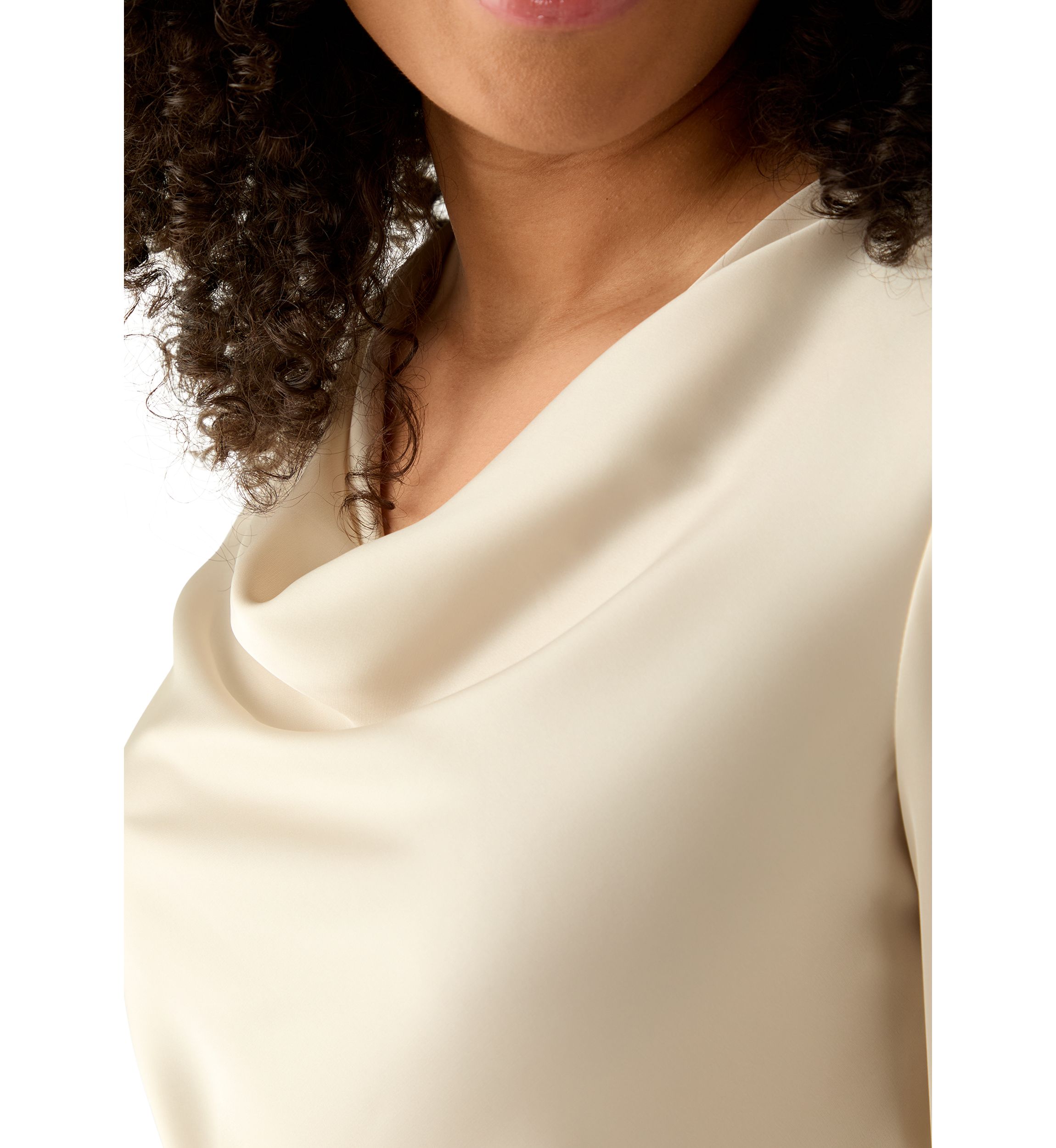 Womens Long Sleeve Drape Neck Blouse 