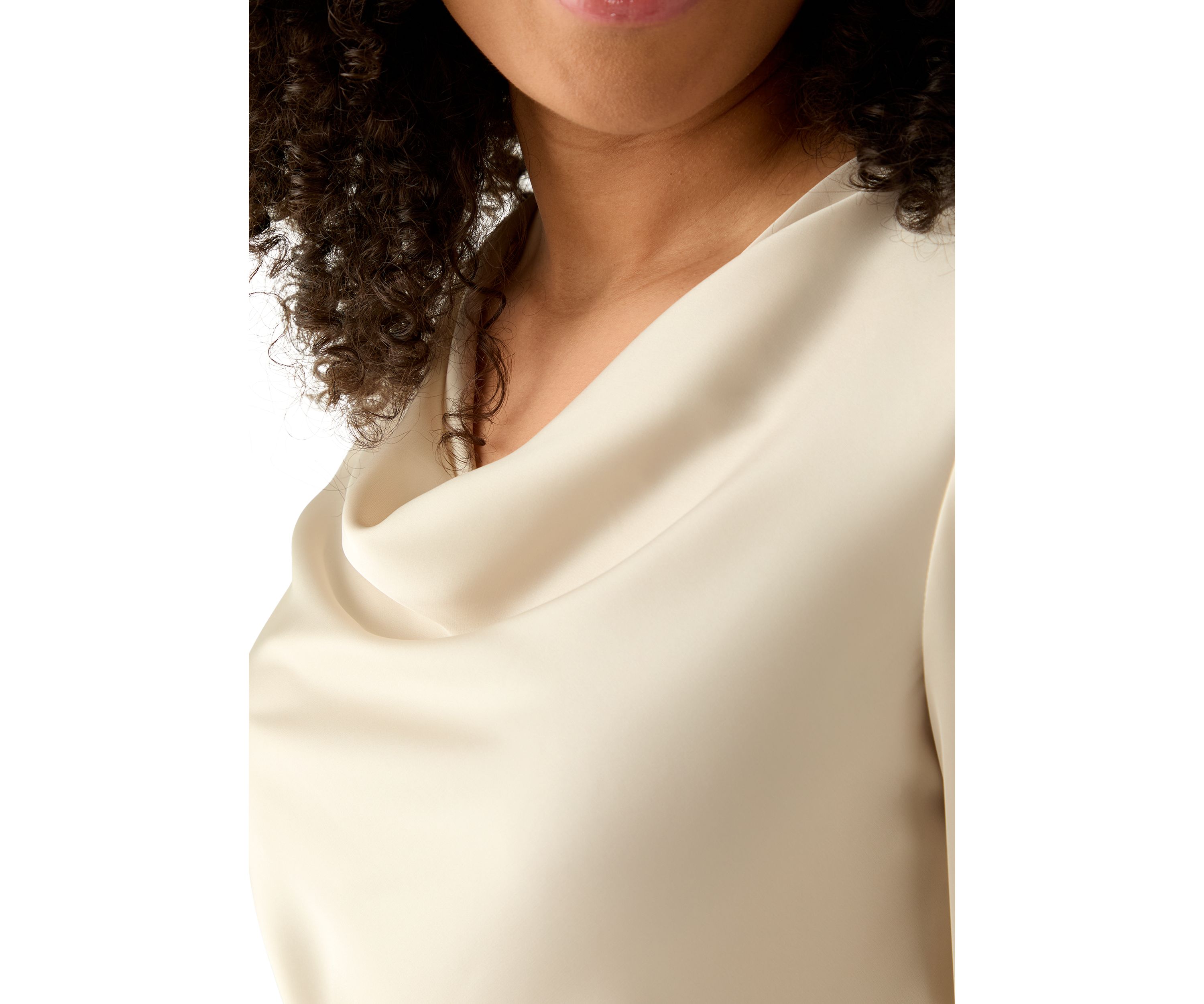 Womens Long Sleeve Drape Neck Blouse 