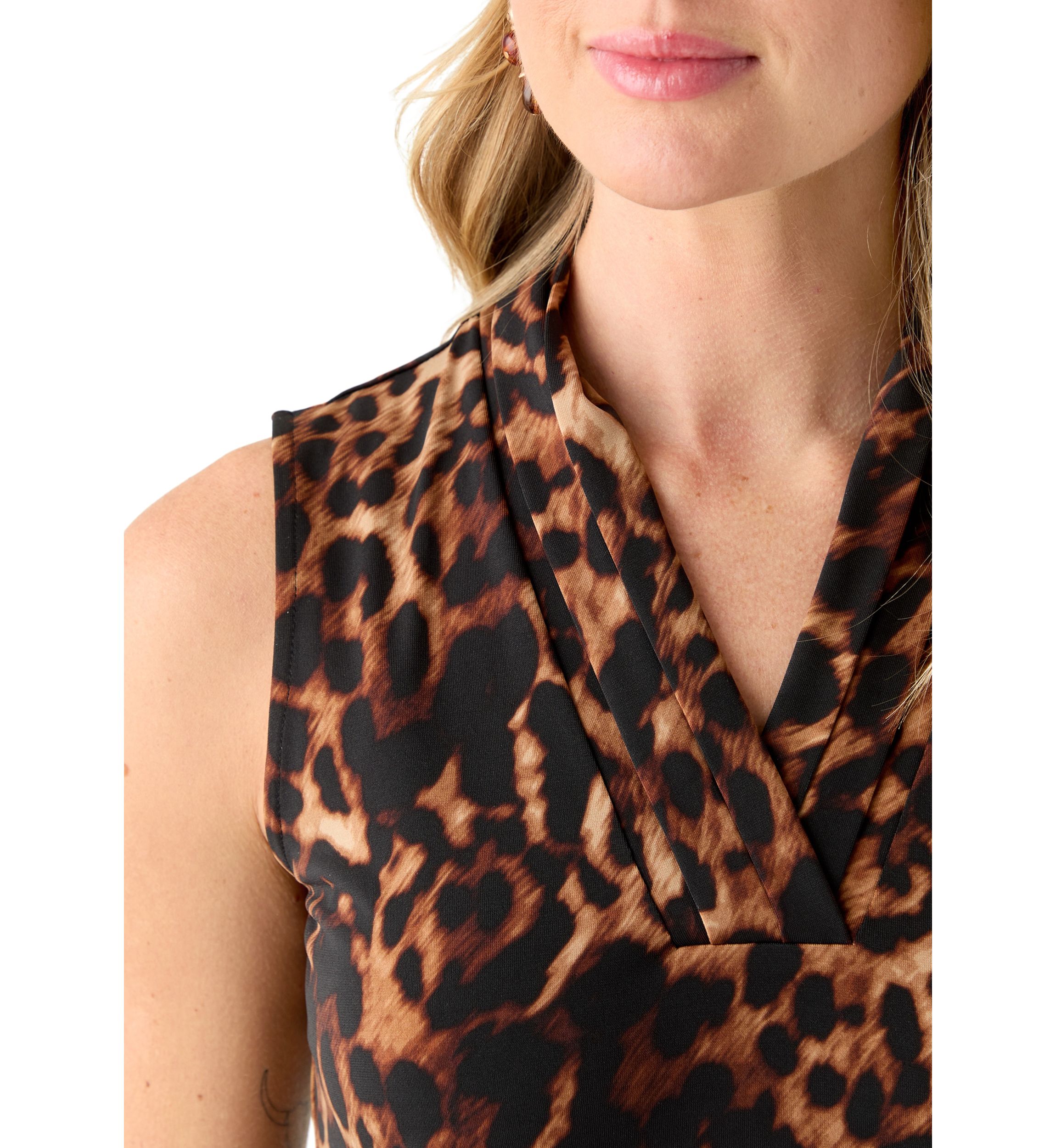 Petite Printed Triple Pleat Top