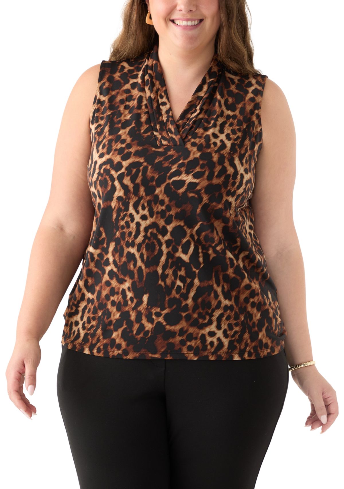 Plus Size Sleeveless Triple Pleat Top
