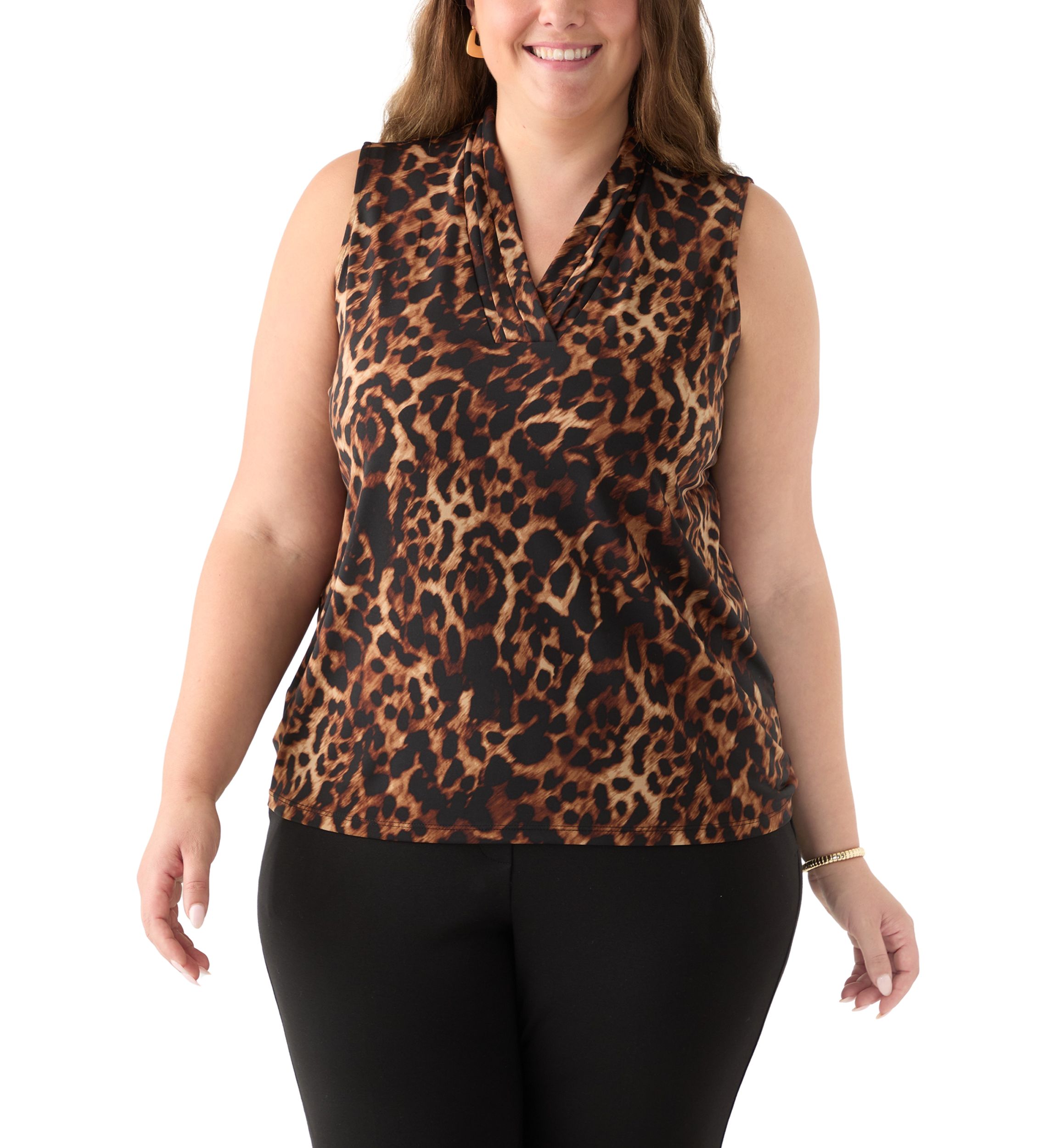 Plus Size Sleeveless Triple Pleat Top