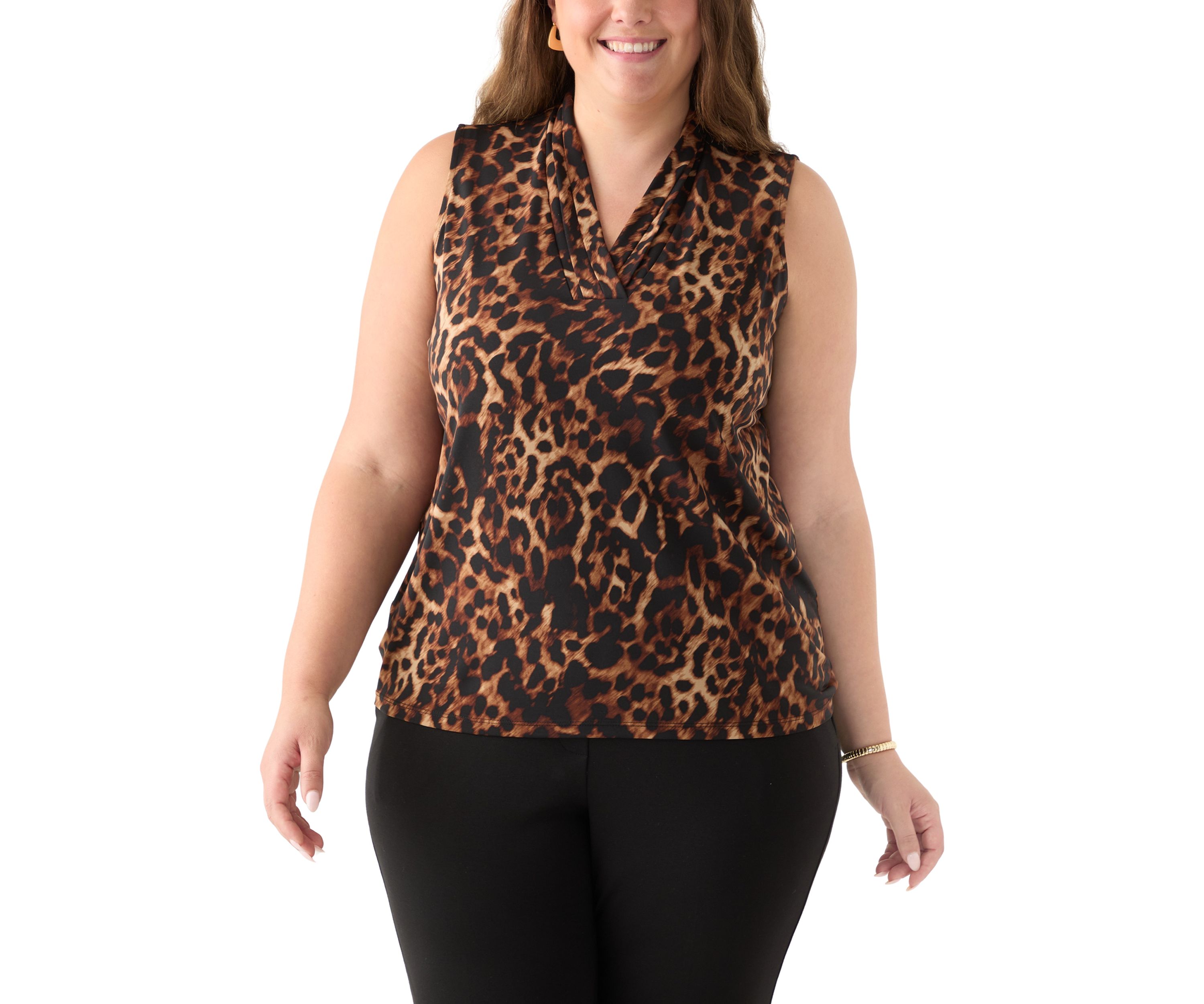 Plus Size Sleeveless Triple Pleat Top