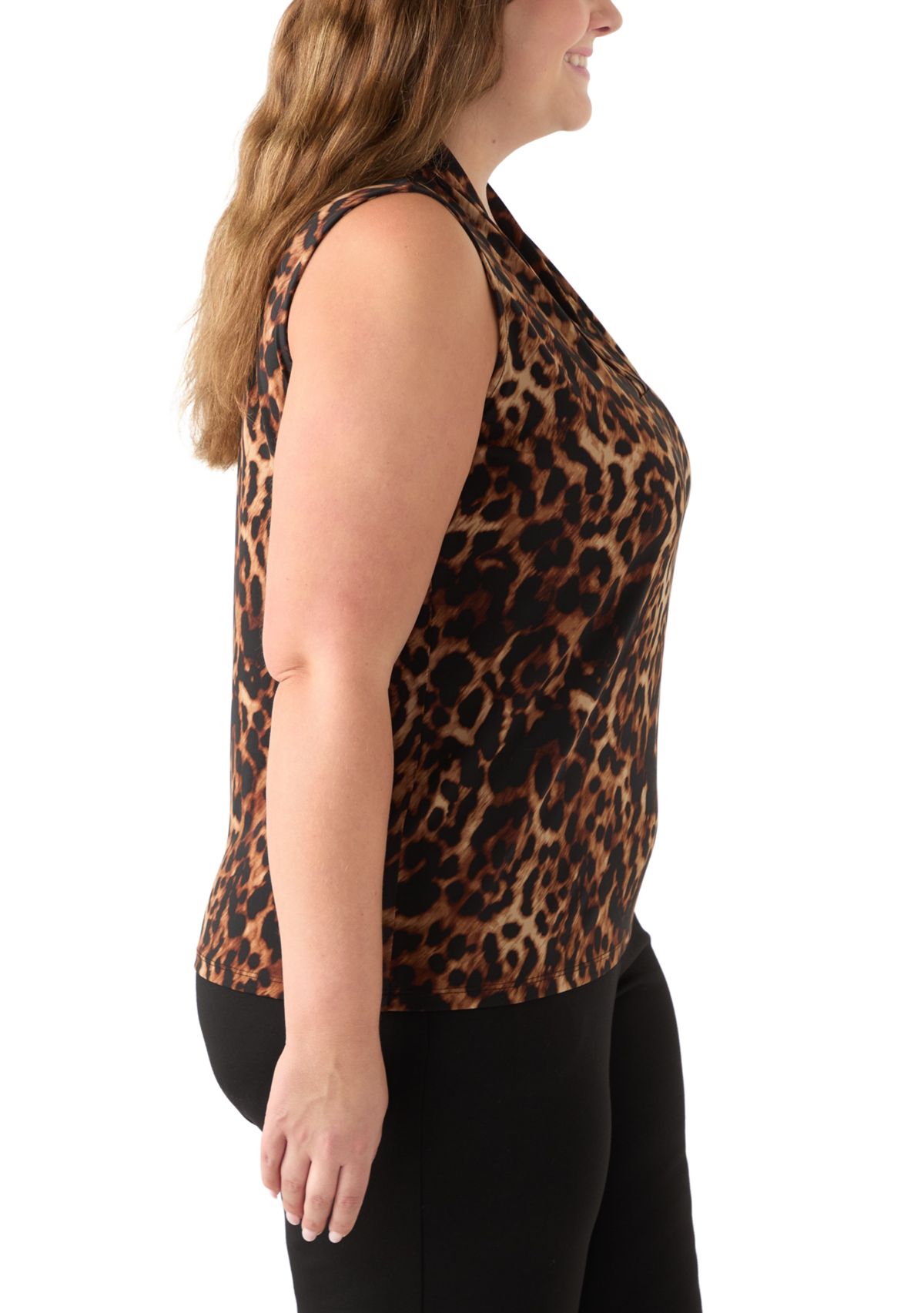 Plus Size Sleeveless Triple Pleat Top