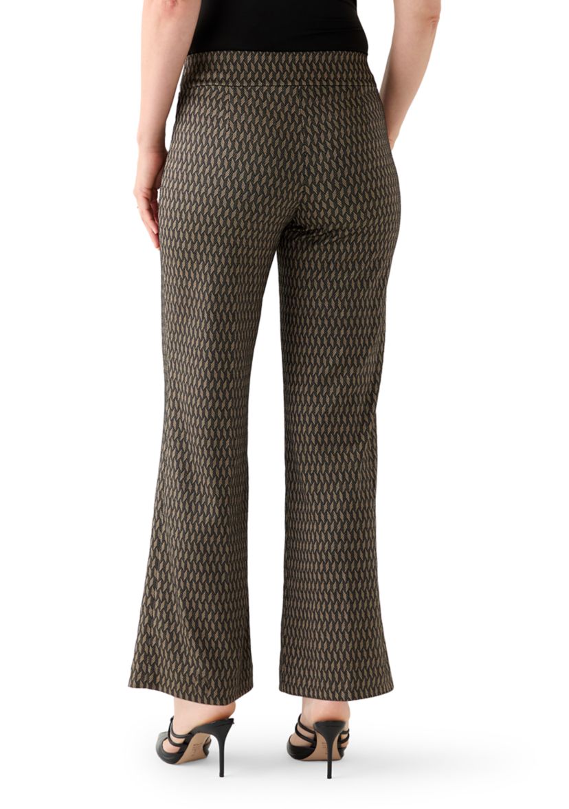Womens Pul On Wide Leg Herringbone Trousers 