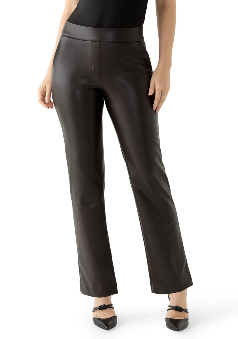 Petite Pull On Faux Leather Pants