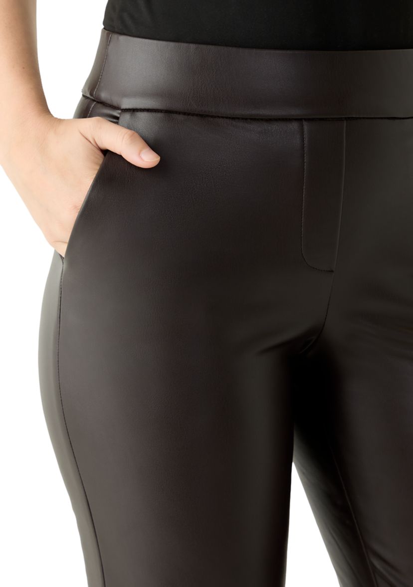 Petite Pull On Faux Leather Pants