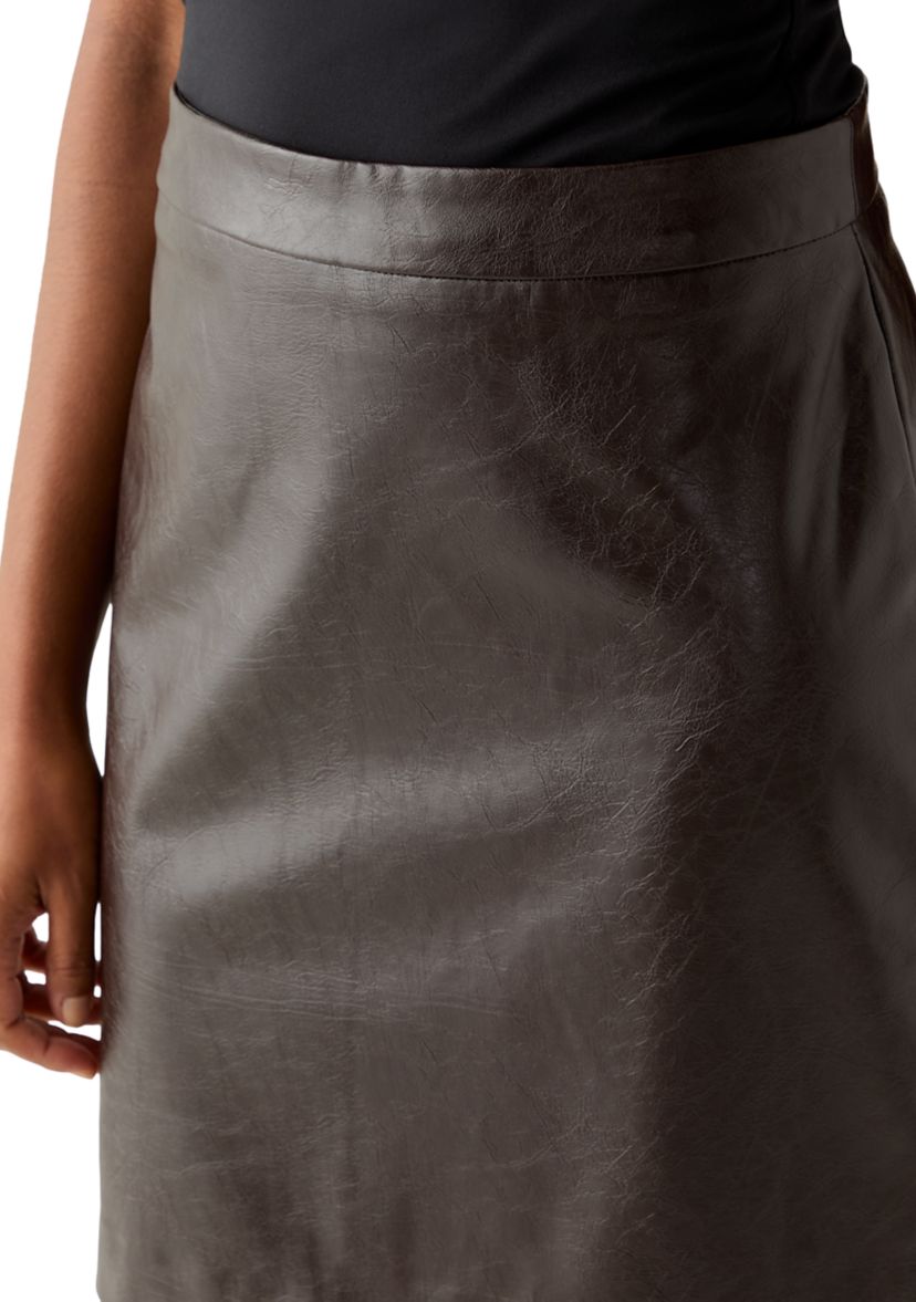 Womens Faux Leather A-Line Skirt 