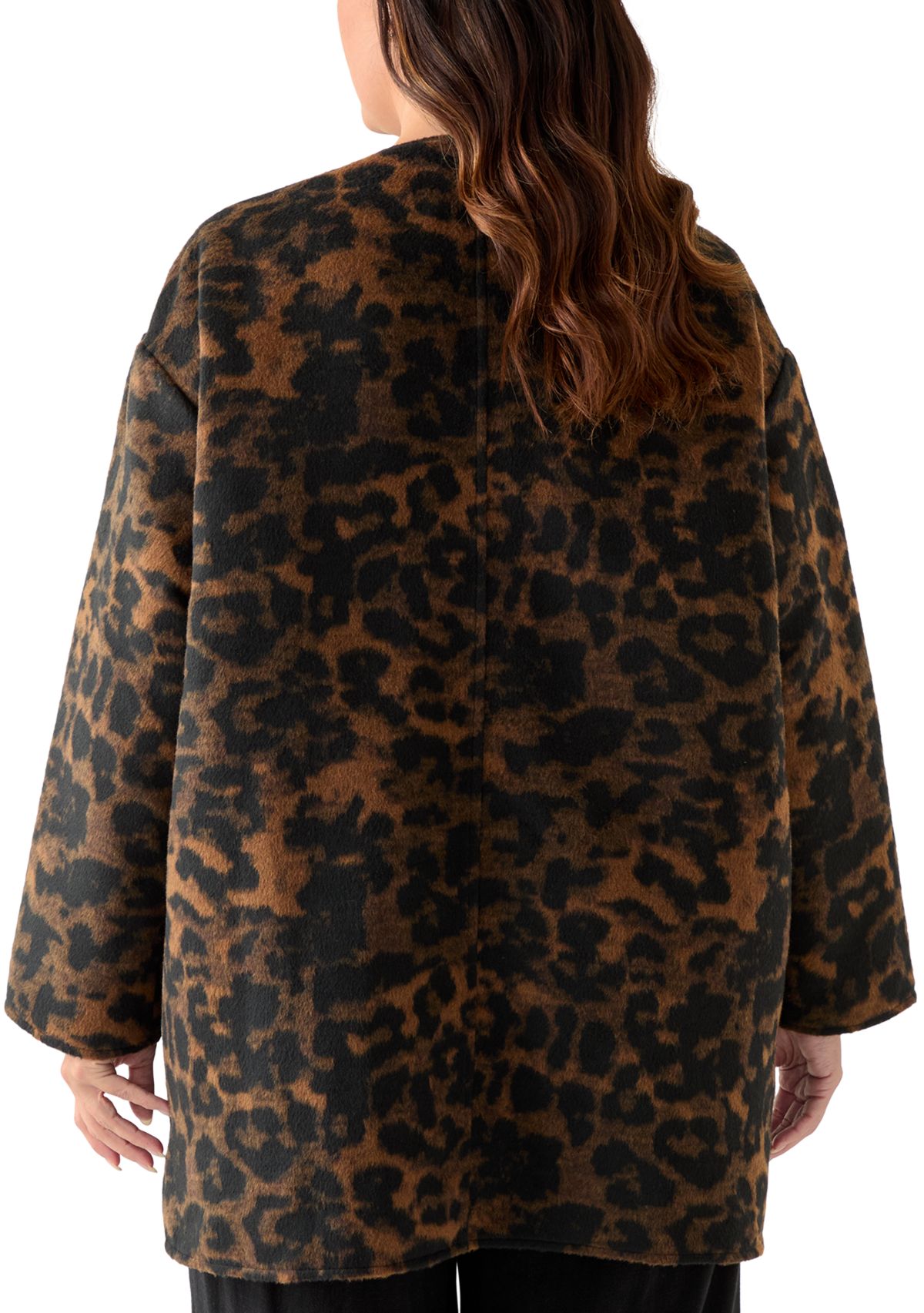 Plus Size Black Multicolor Peacoat