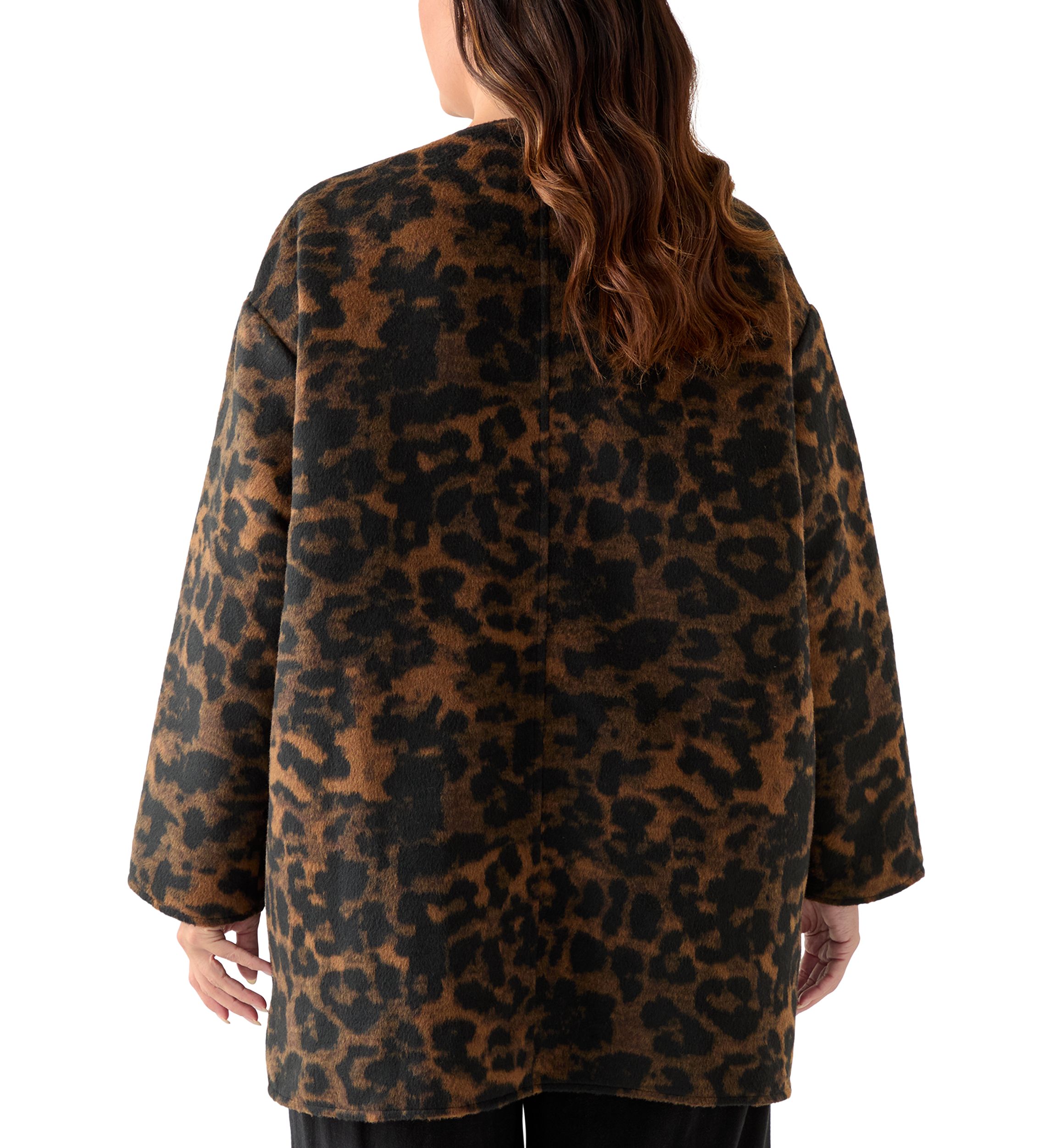 Plus Size Black Multicolor Peacoat