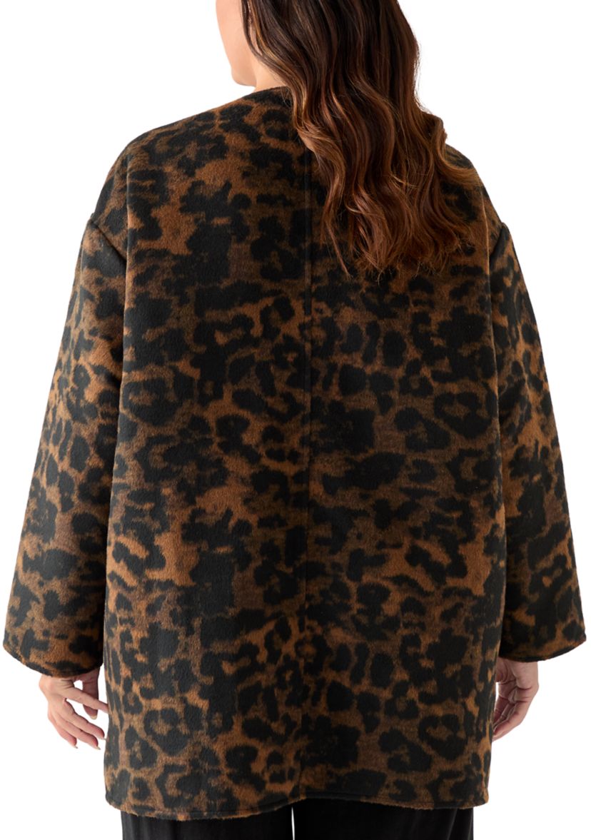Plus Size Black Multicolor Peacoat