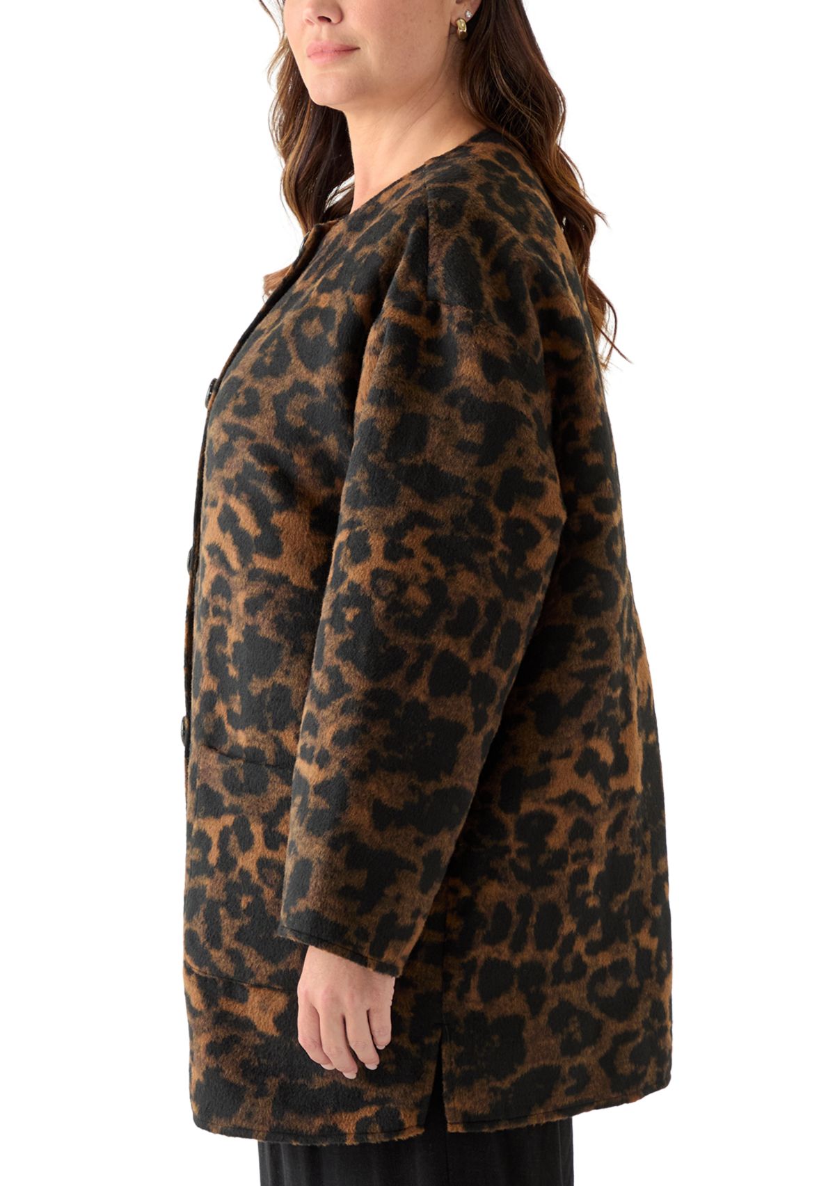 Plus Size Black Multicolor Peacoat