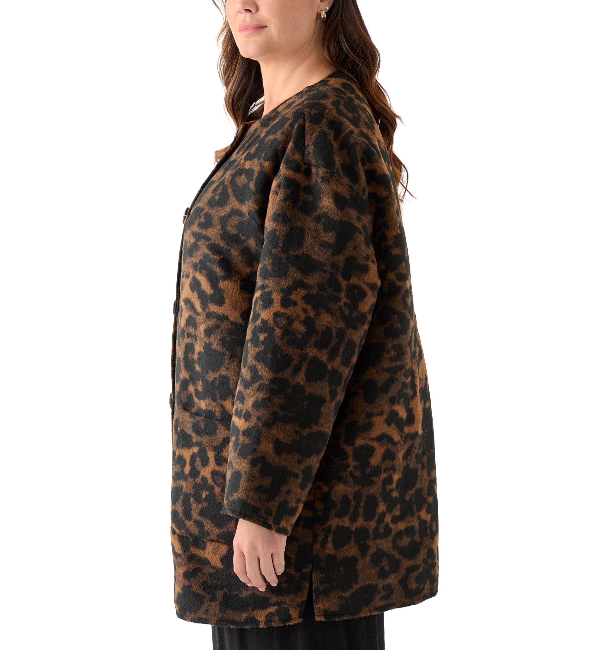 Plus Size Black Multicolor Peacoat