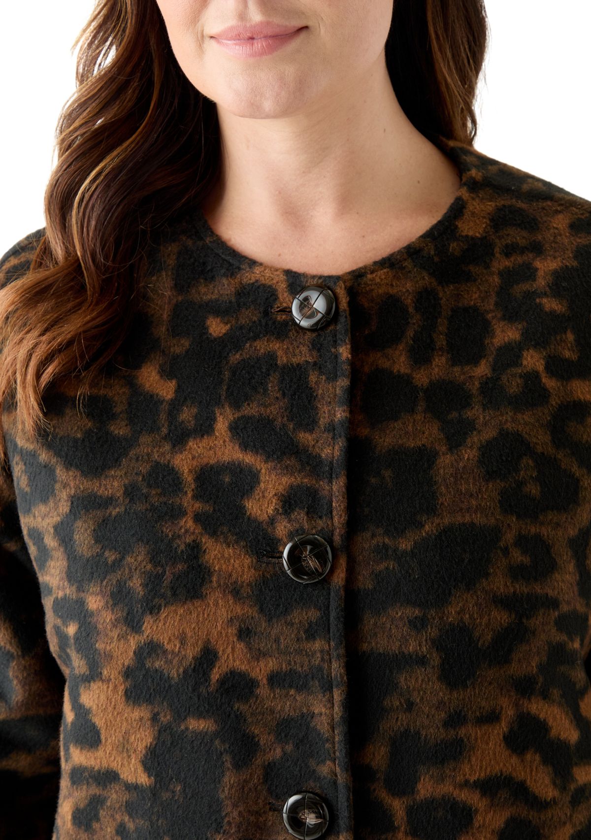 Plus Size Black Multicolor Peacoat