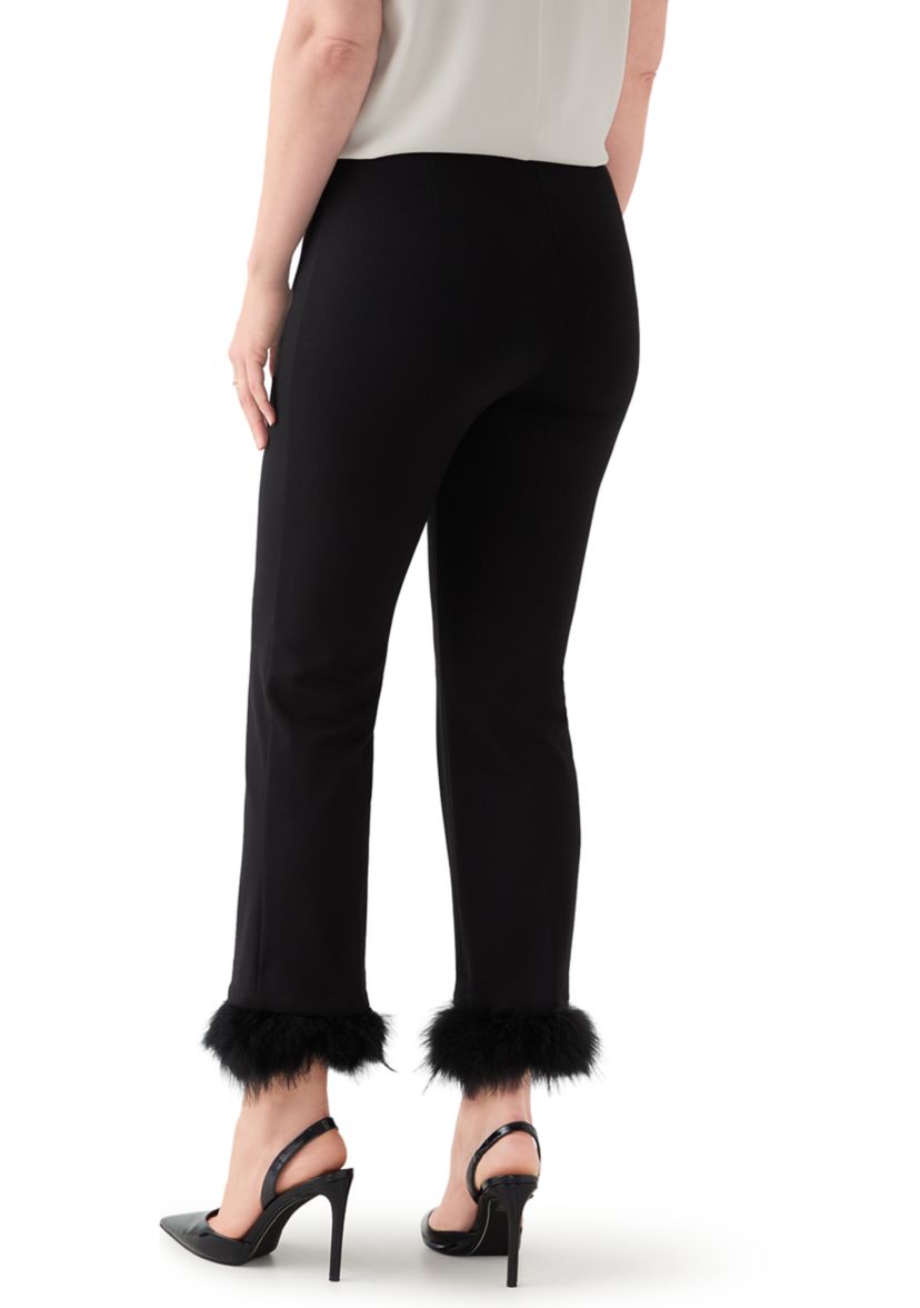 Petite Pull On Hollywood Waist Pants with Feather Trim