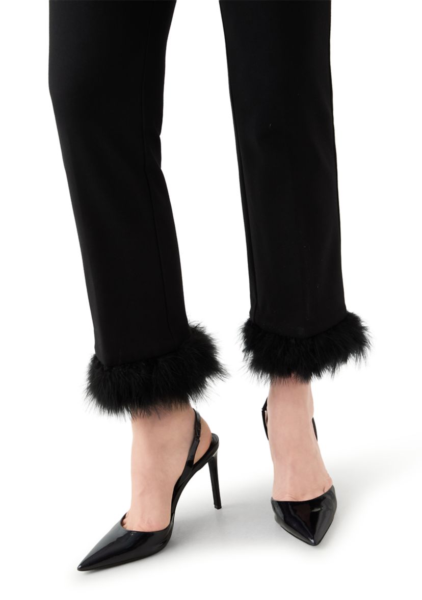 Petite Pull On Hollywood Waist Pants with Feather Trim