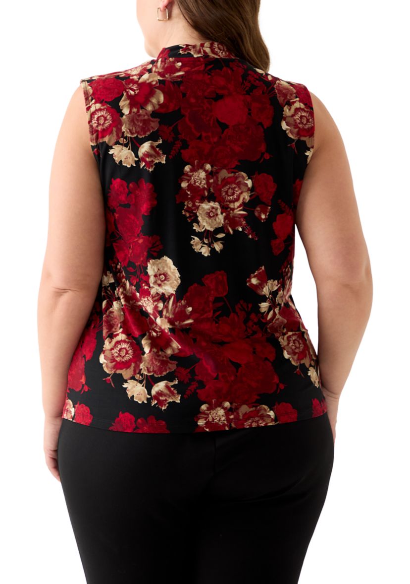 Plus Size Sleeveless Shirred Surplice Top