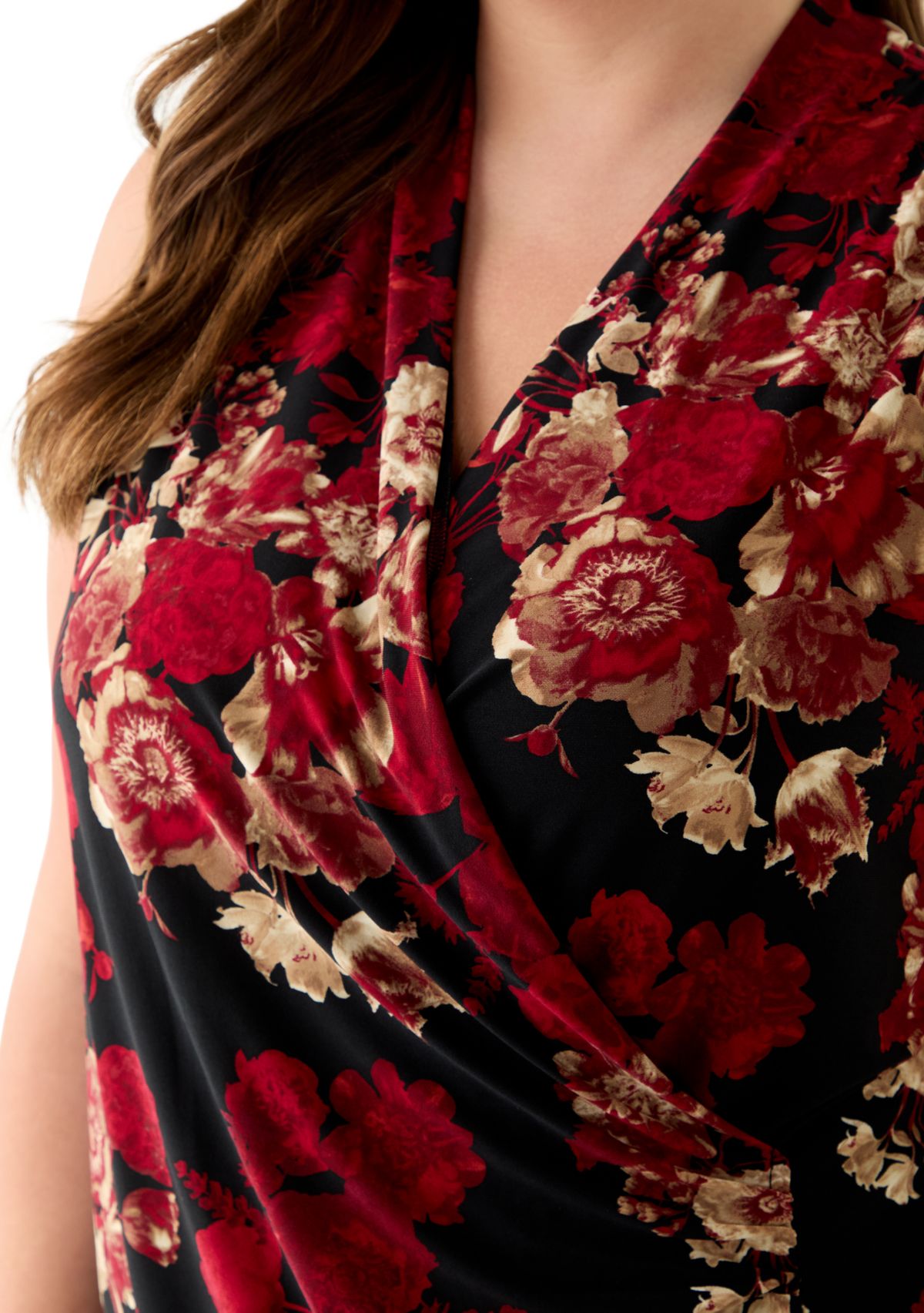 Plus Size Sleeveless Shirred Surplice Top