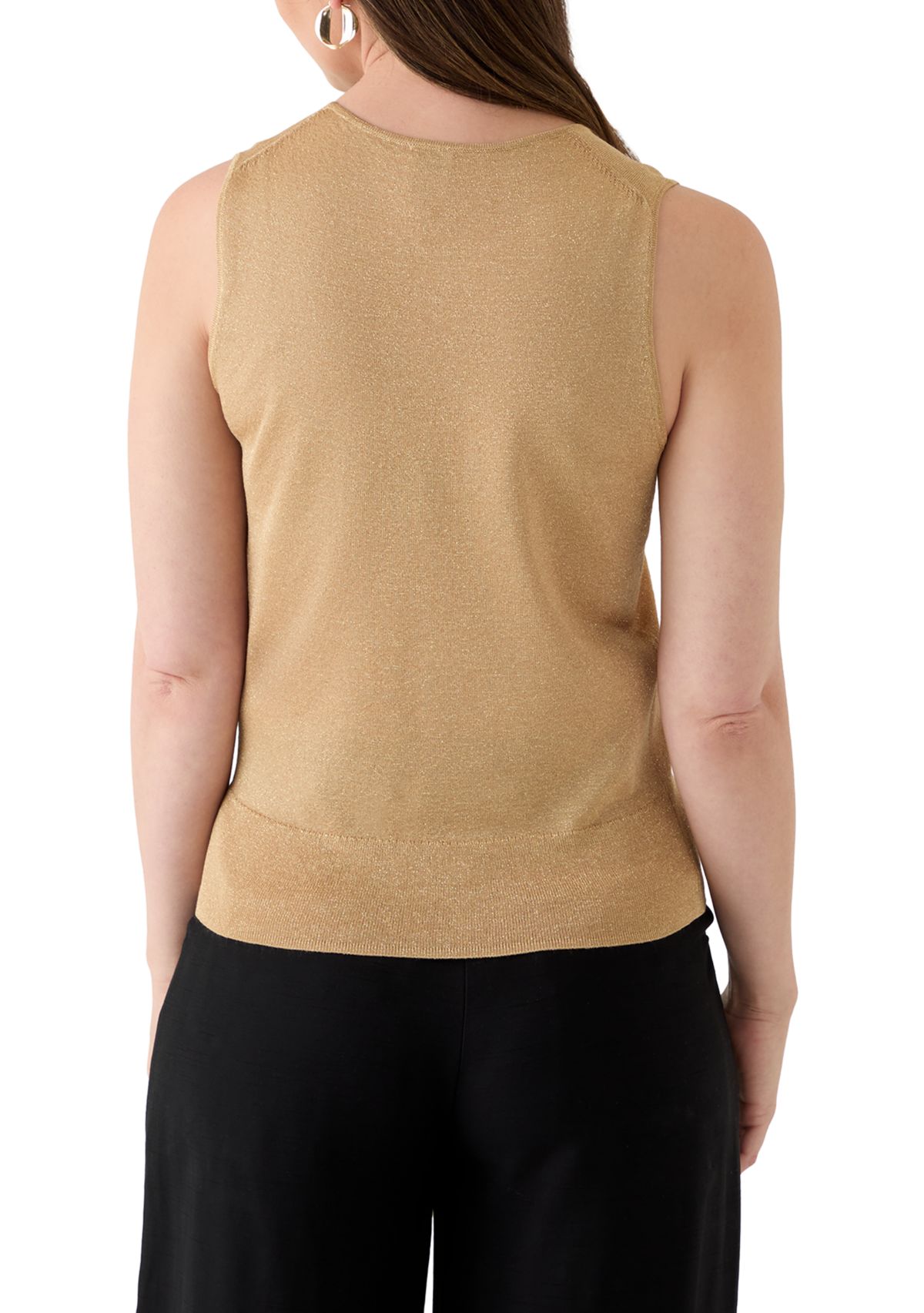 Womens Sleeveless Light Gold Shimmer Top