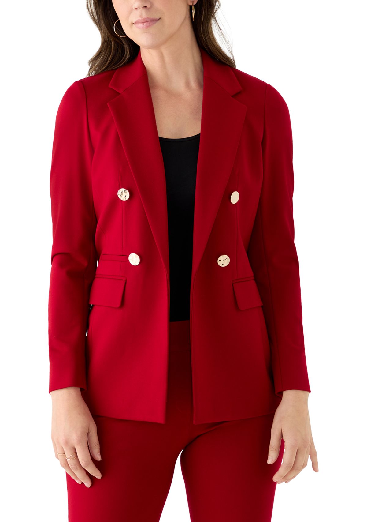 Womens Triple Pocket Faux Double Breasted Jacket