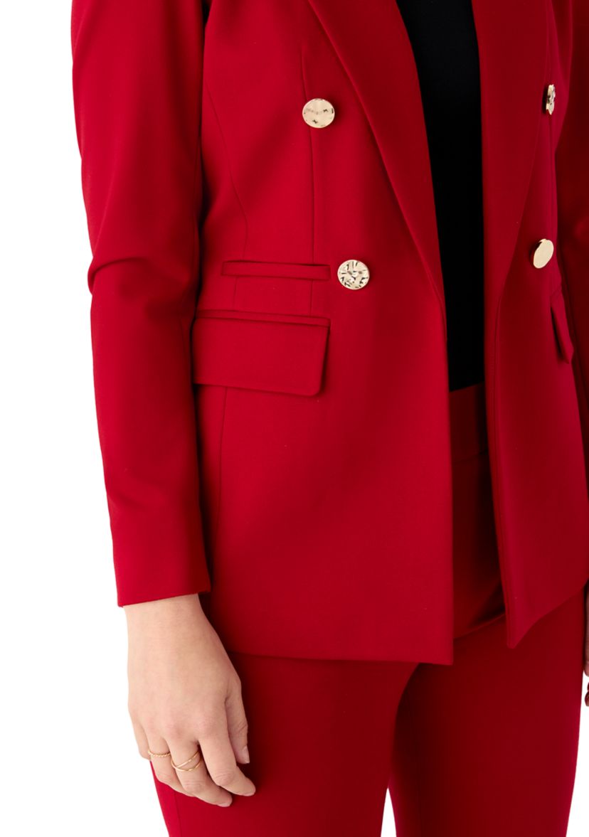 Womens Triple Pocket Faux Double Breasted Jacket