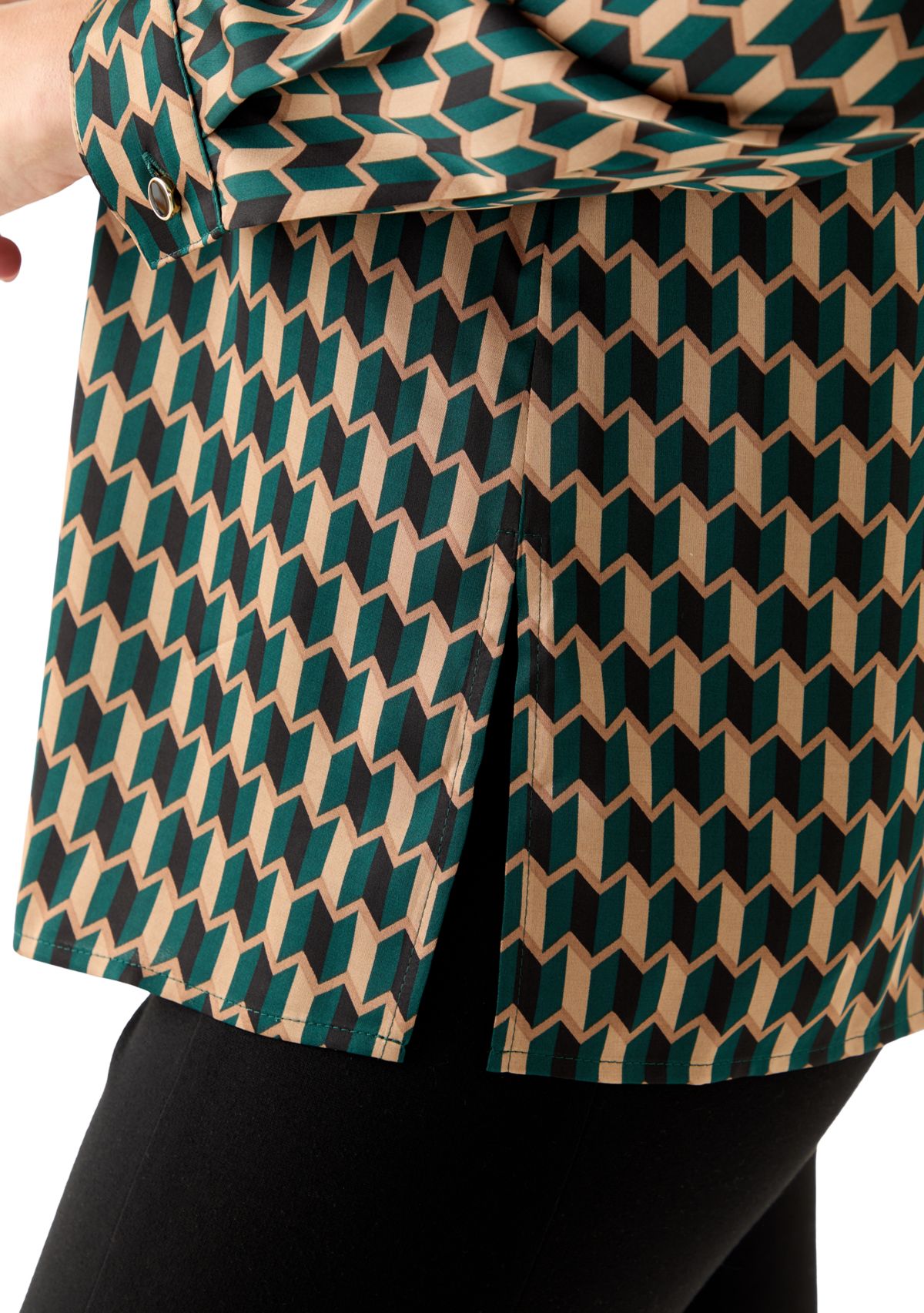 Womens Printed Collared Button Down Shirt