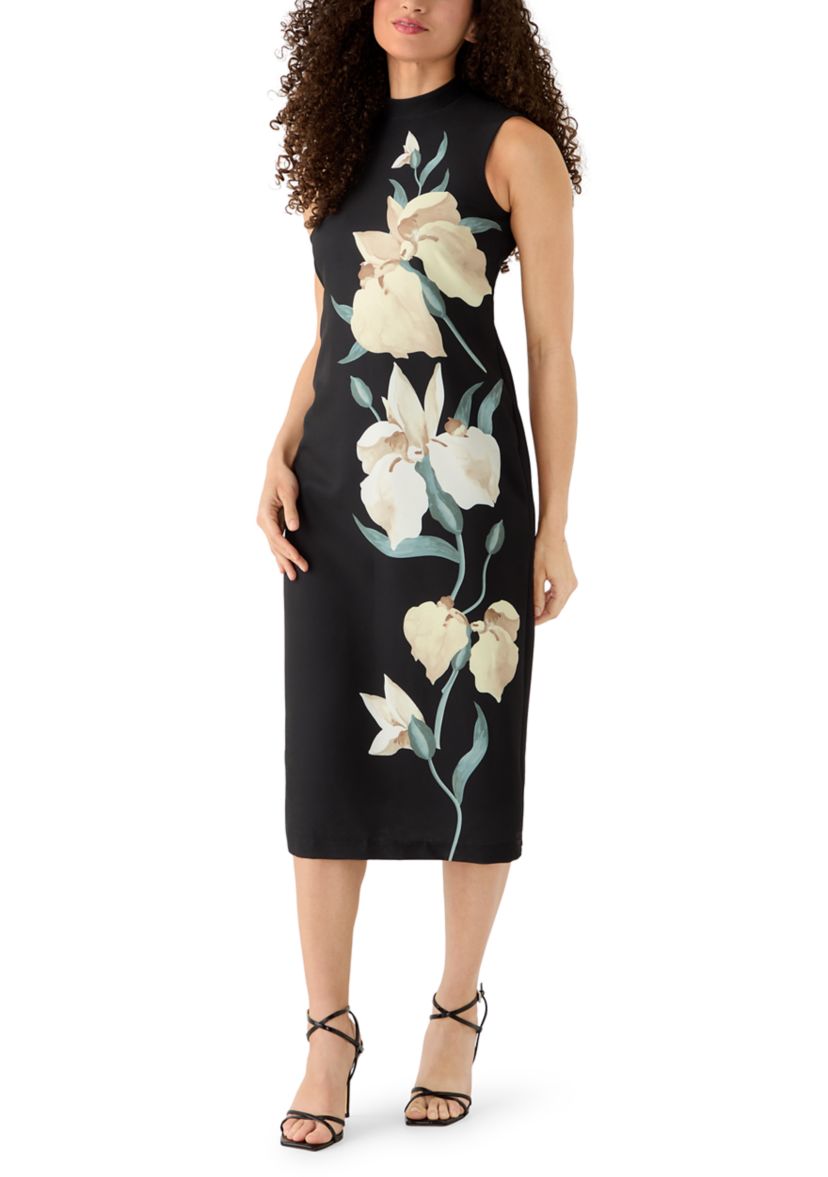 sleeveless mock neck midi dress Pastel Mockneck Sleeveless Midi Dress