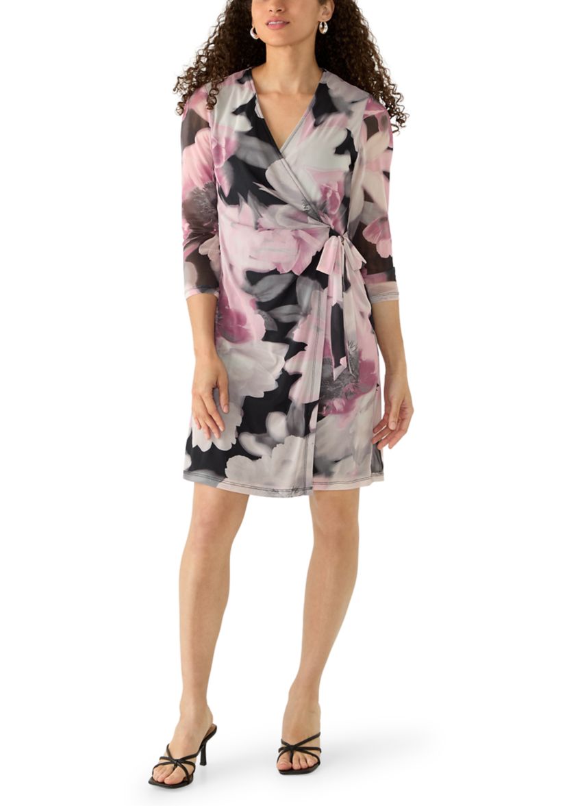 knee length dresses for ladies Marcella | Petite Monroe Long Sleeve Dress in Black | Women's Size Pxs | Ponte
