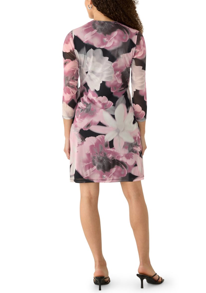 anne klein mesh dress Anne Klein Petite Printed 3/4-Sleeve Mesh Wrap Dress