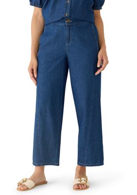Anne Klein Women's Petite Wide Leg Jeans with Curved Side Seams, 10P