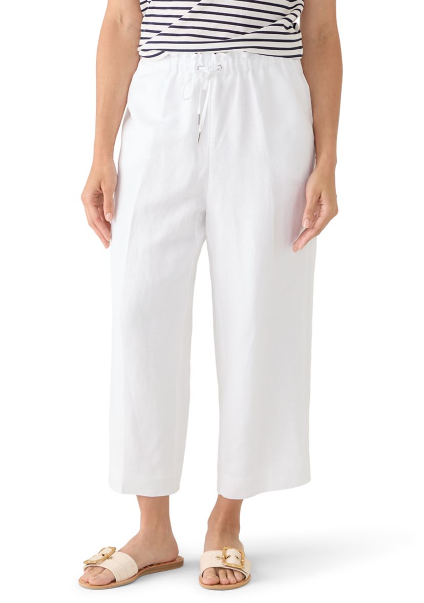 Anne Klein Petite Pull On Drawstring Lined Wide Leg Cropped Pants