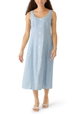 Anne Klein Women's Petite Linen Button Detail Tank Dress, PXL