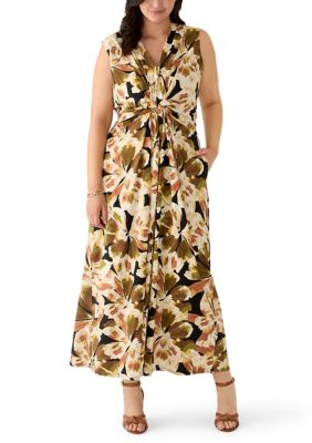 Anne Klein Women's Plus Size Sleeveless Twist Front Maxi Dress