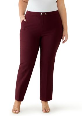 Anne Klein Women's Plus Size Liberty Stretch Straight Leg Pants